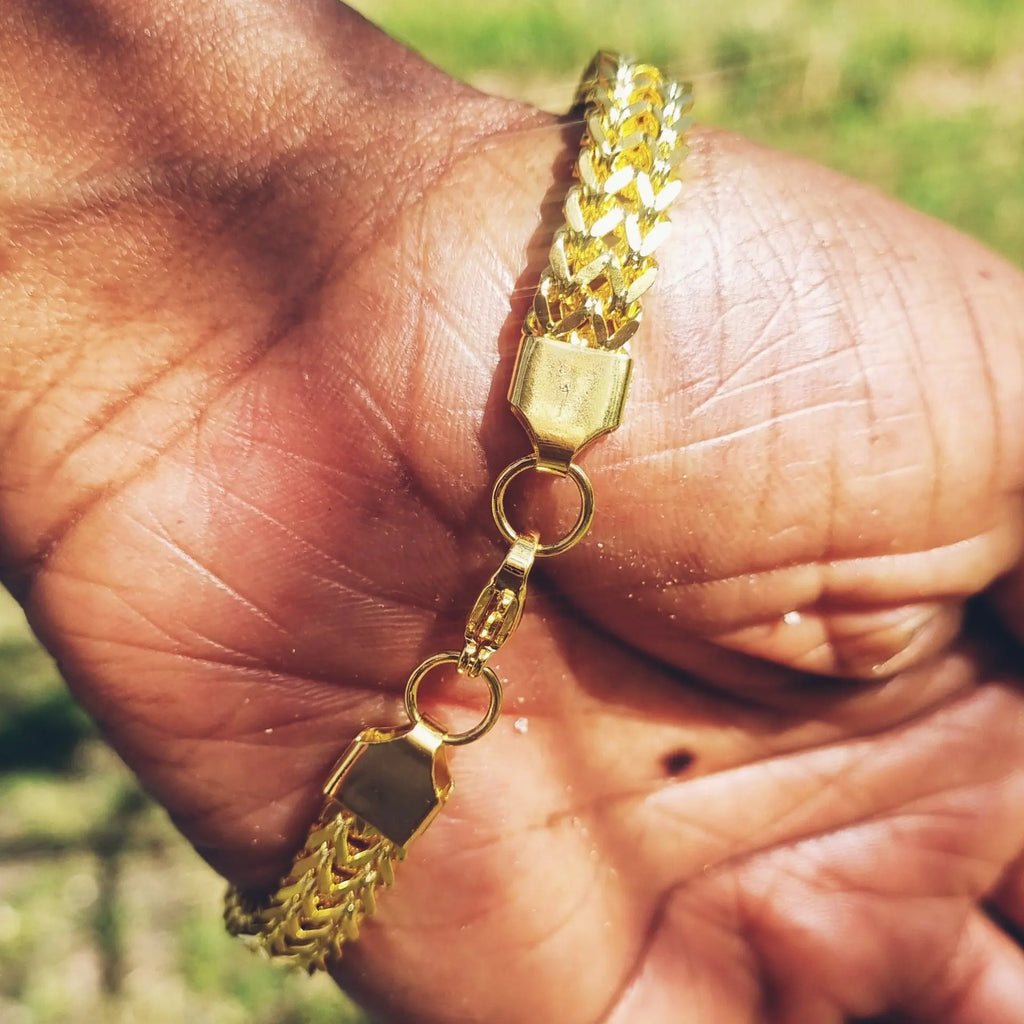 bracelet-gourmette-tete-lion-dore - Afro Locks Shop