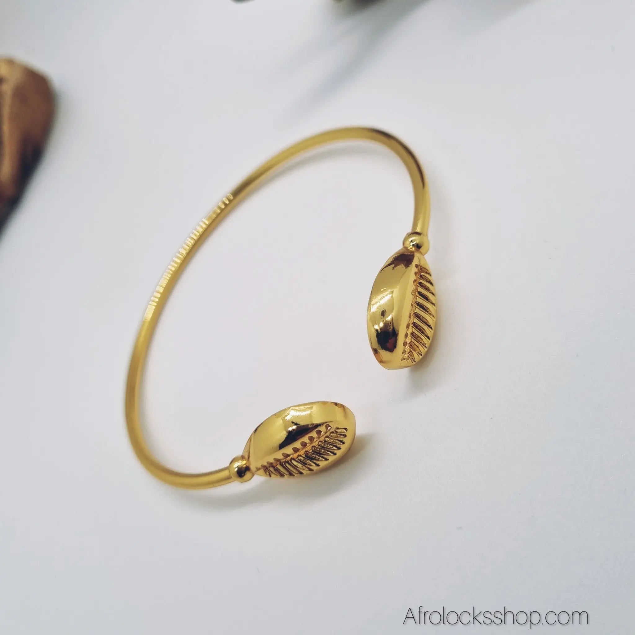 bracelet-jonc-cauri-plaque-or - Afro Locks Shop