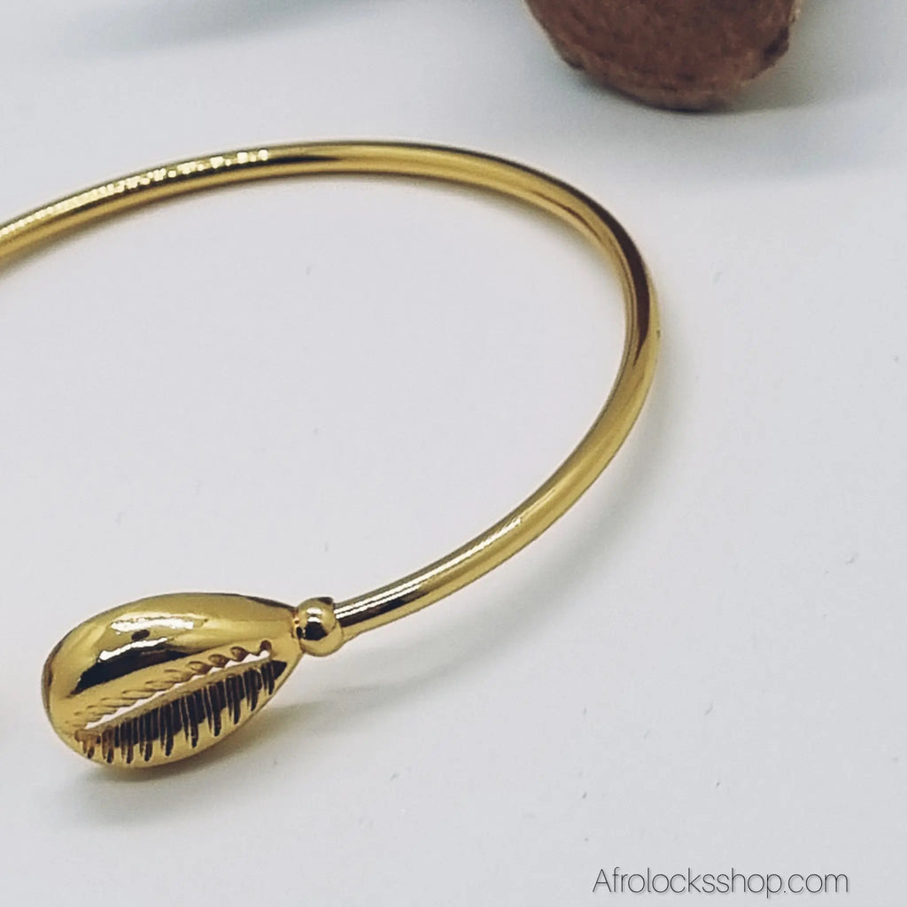 bracelet-taille-ajustable-dore-cauris - Afro Locks Shop