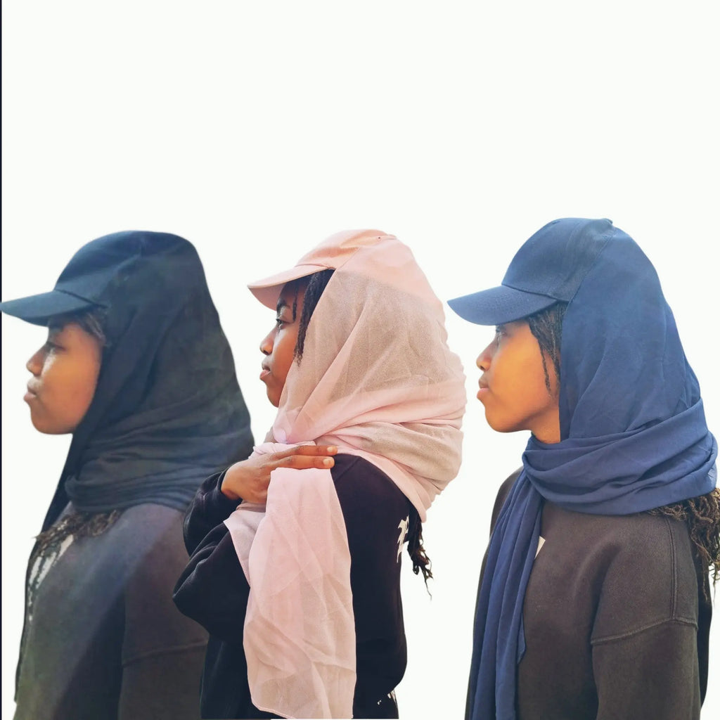 casquette-hijab-noir-bleu-rose - Afro Locks Shop