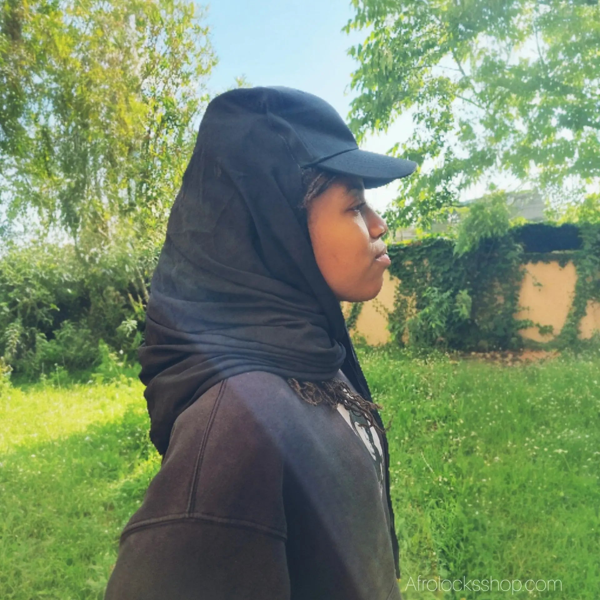 casquette-voile-hijab-noir - Afro Locks Shop