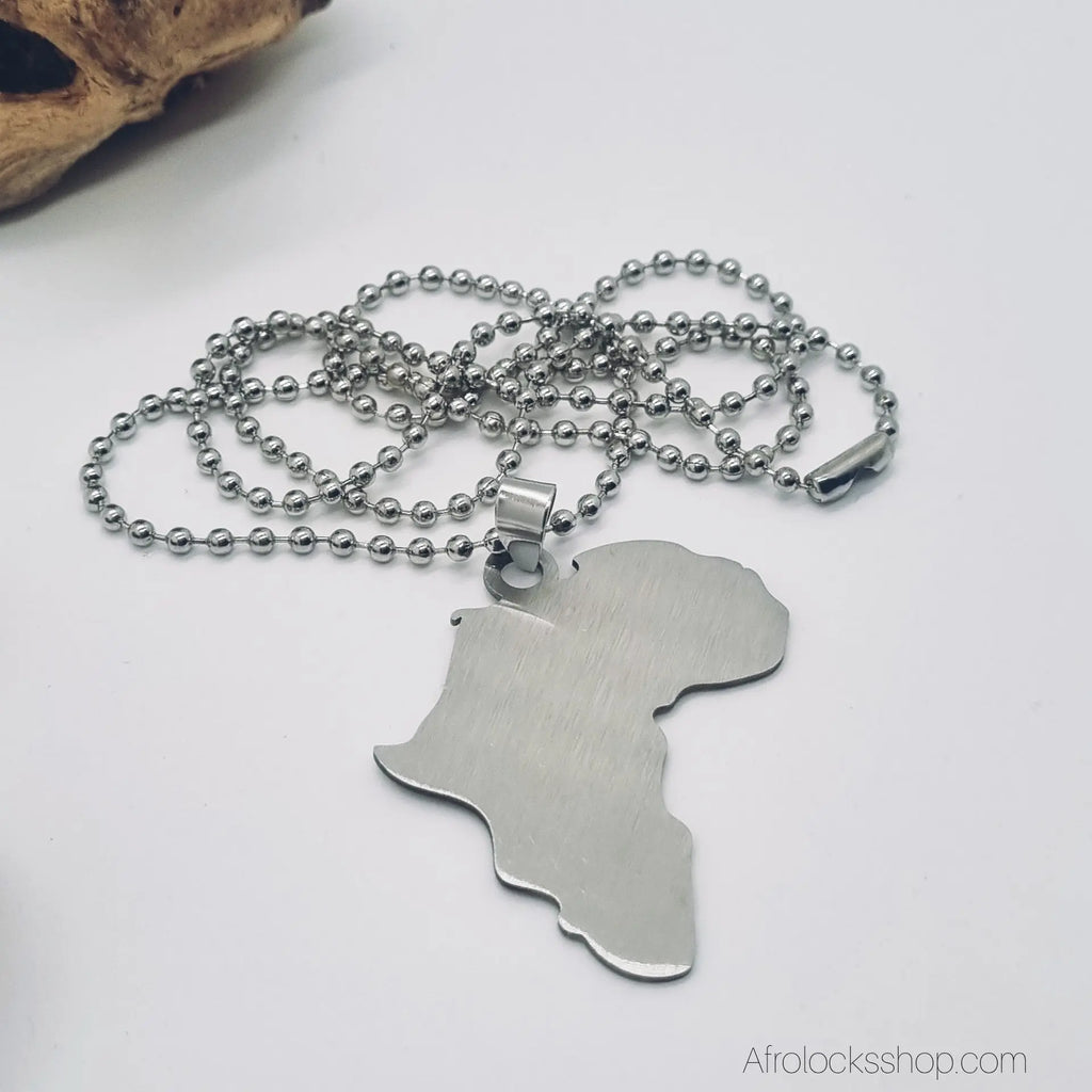 chaine-60-cm-afrique-acier-argente - Afro Locks Shop