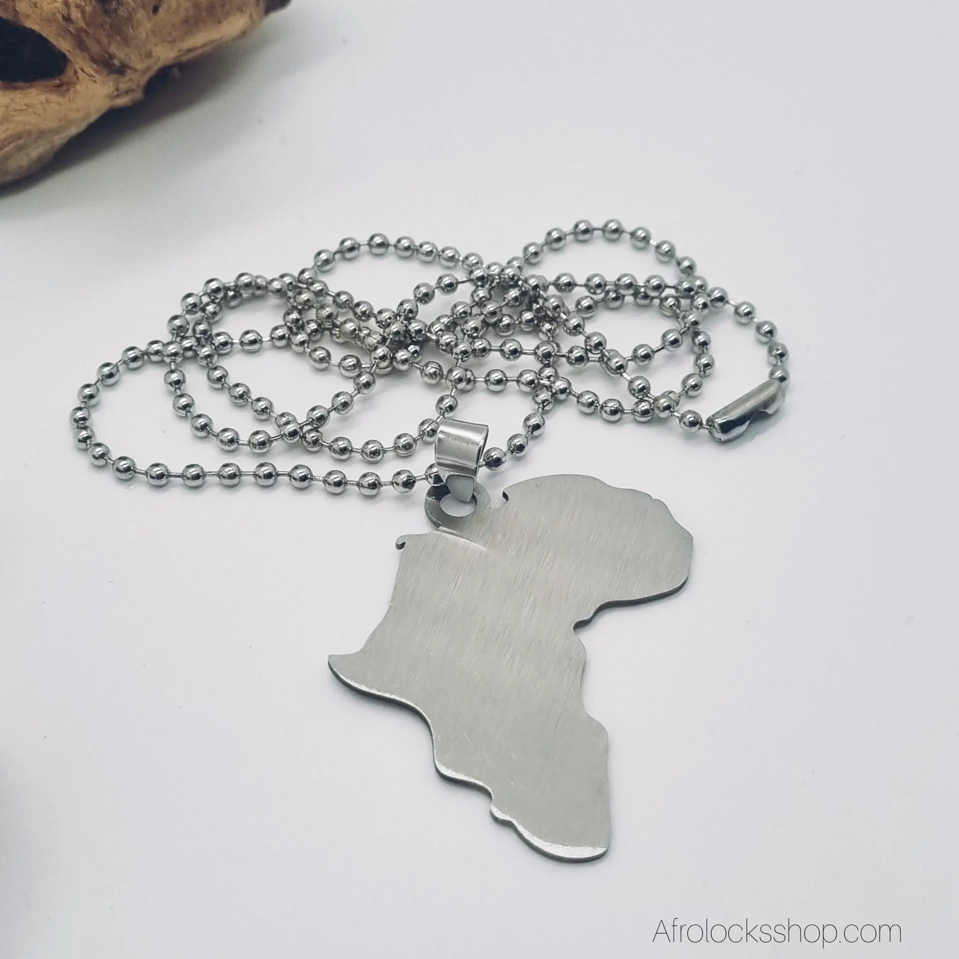 chaine-60-cm-afrique-acier-argente - Afro Locks Shop