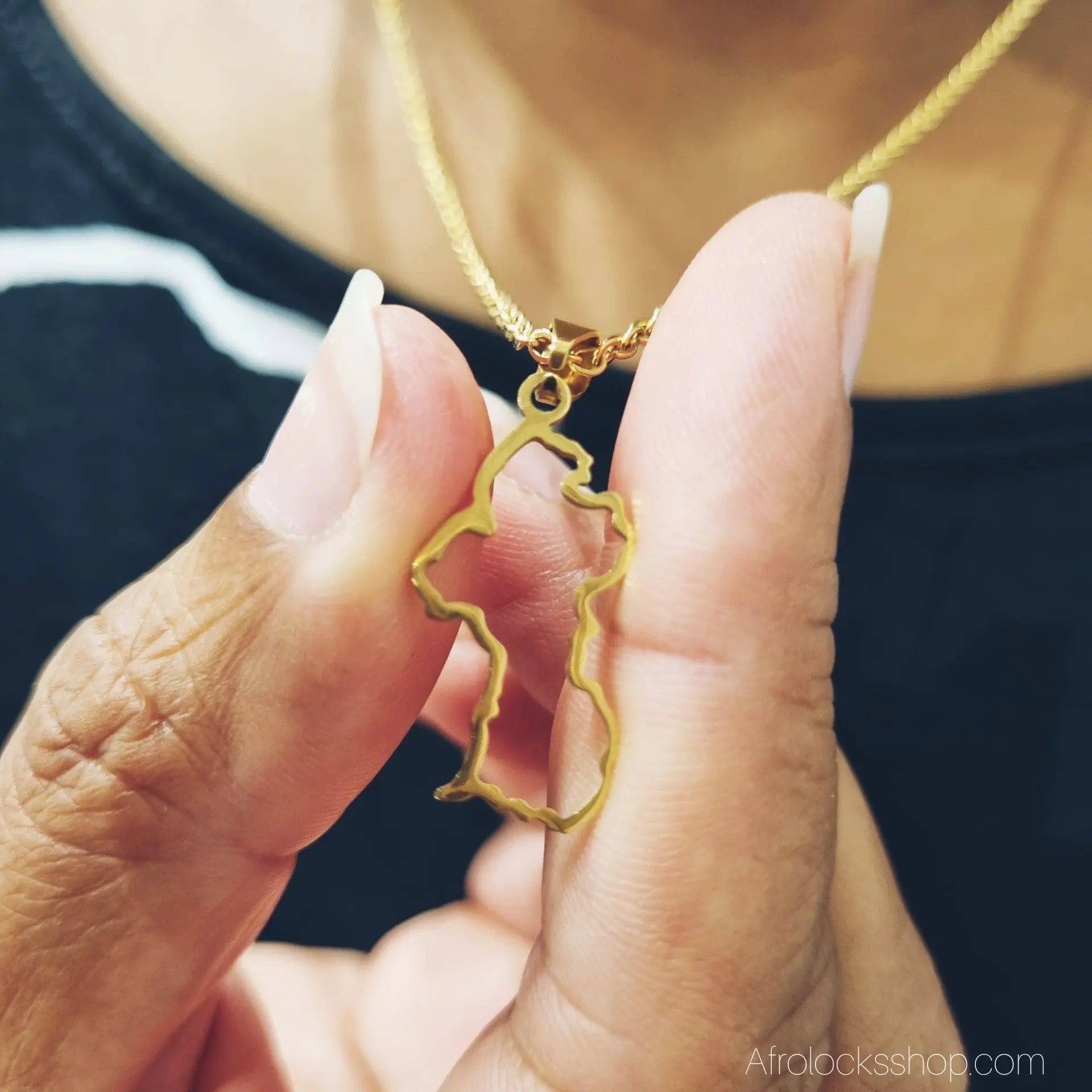 chaine-pendentif-guyana-acier-inoxydable - Afro Locks Shop