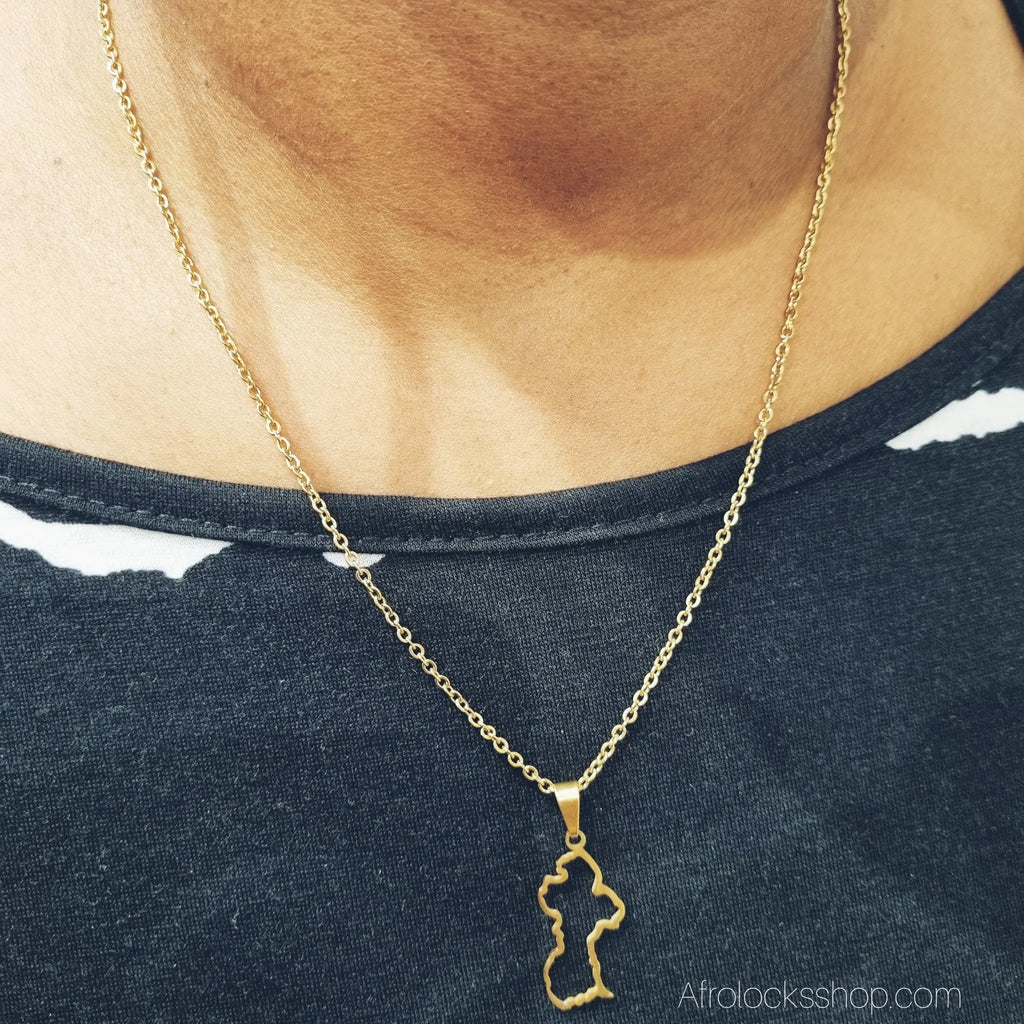chaine-pendentif-guyana-dore - Afro Locks Shop