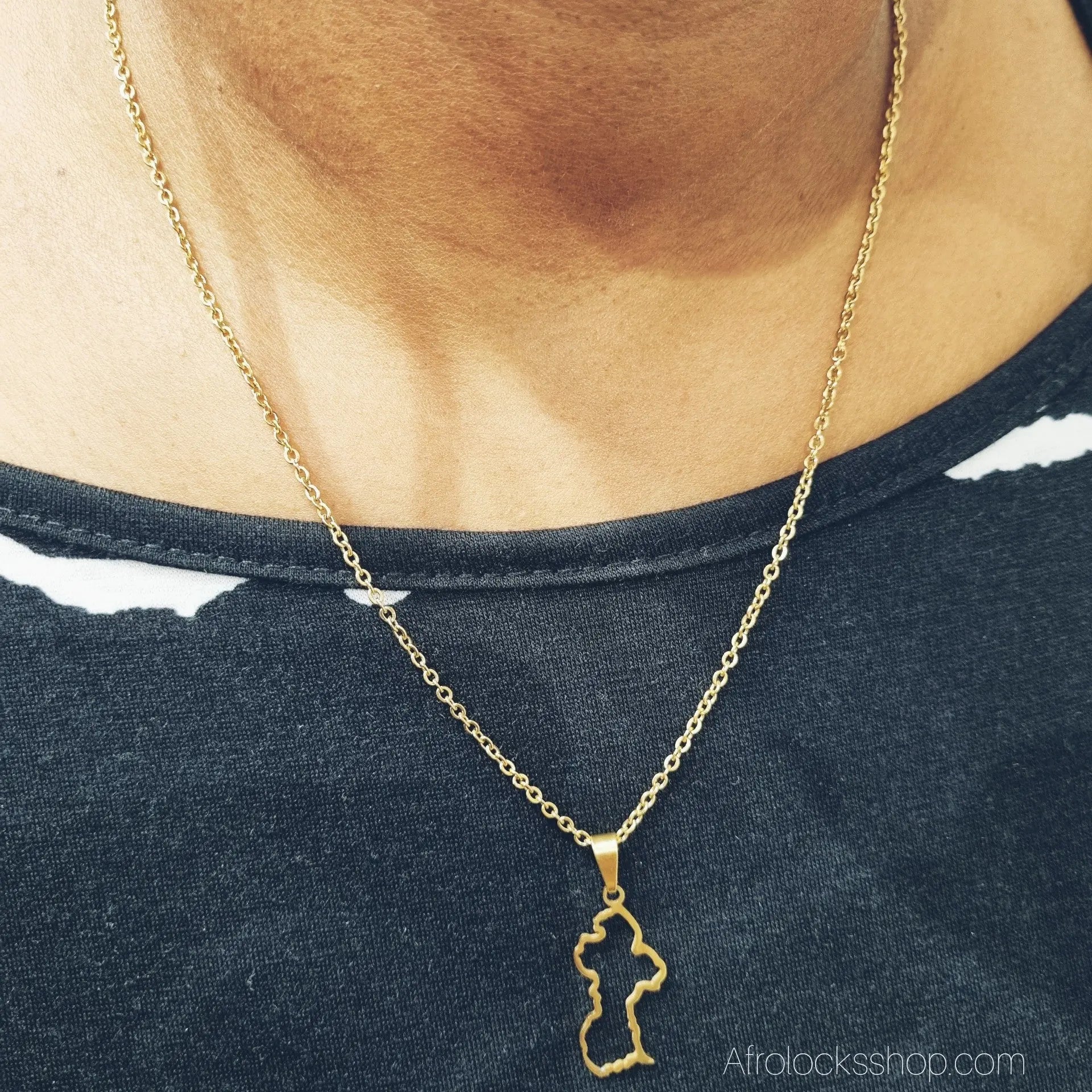 chaine-pendentif-guyana-dore - Afro Locks Shop