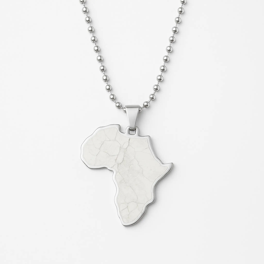 collier-billes-pendentif-afrique-argent - Afro Locks Shop