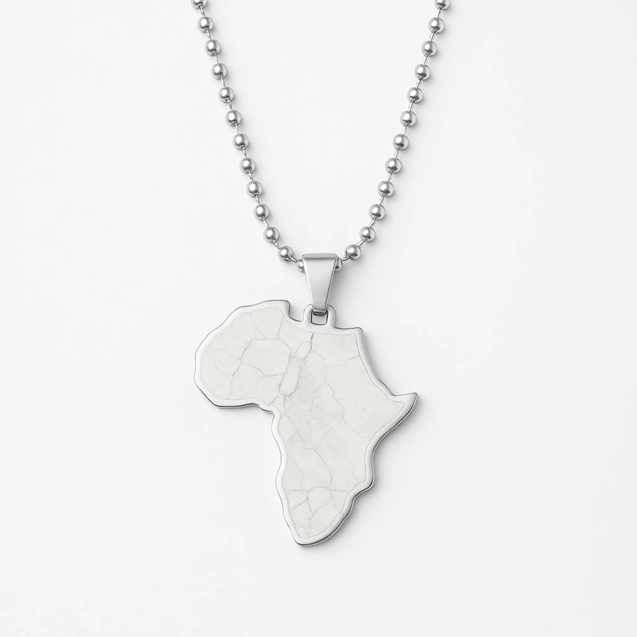 collier-billes-pendentif-afrique-argent - Afro Locks Shop