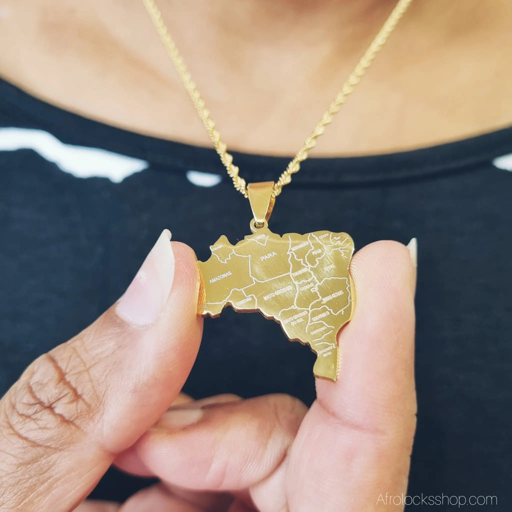 collier-bresil-acier-inoxydable-dore - Afro Locks Shop