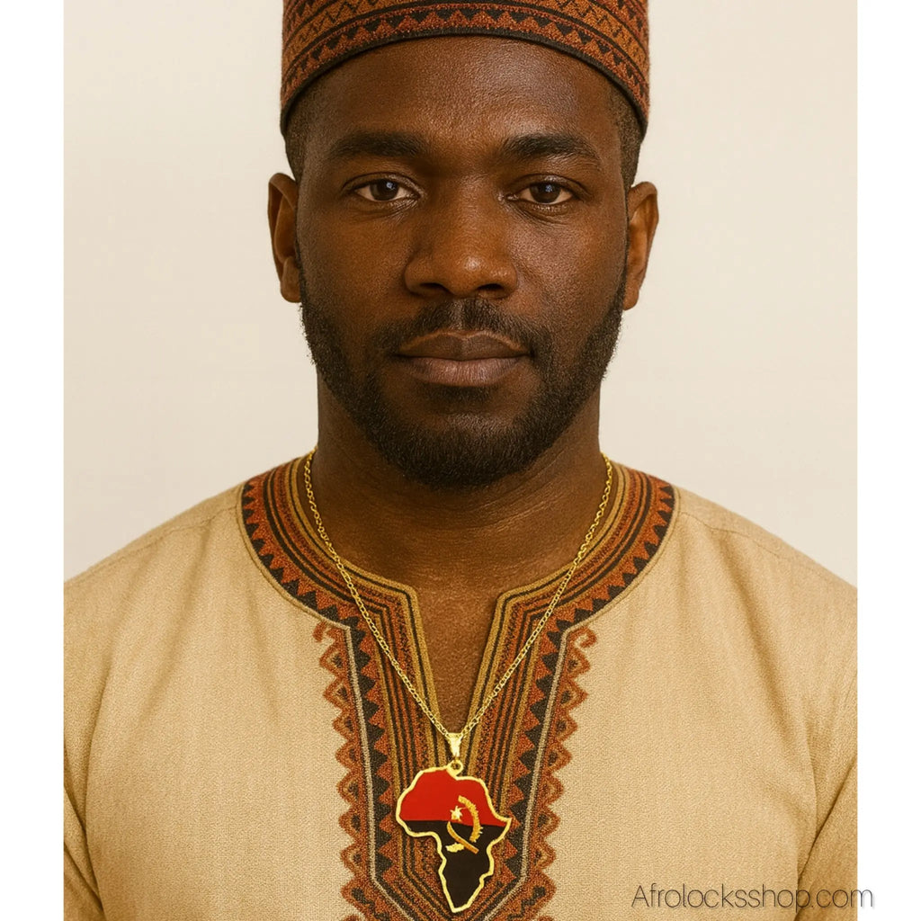 collier-carte-afrique-angola-drapeau - Afro Locks Shop