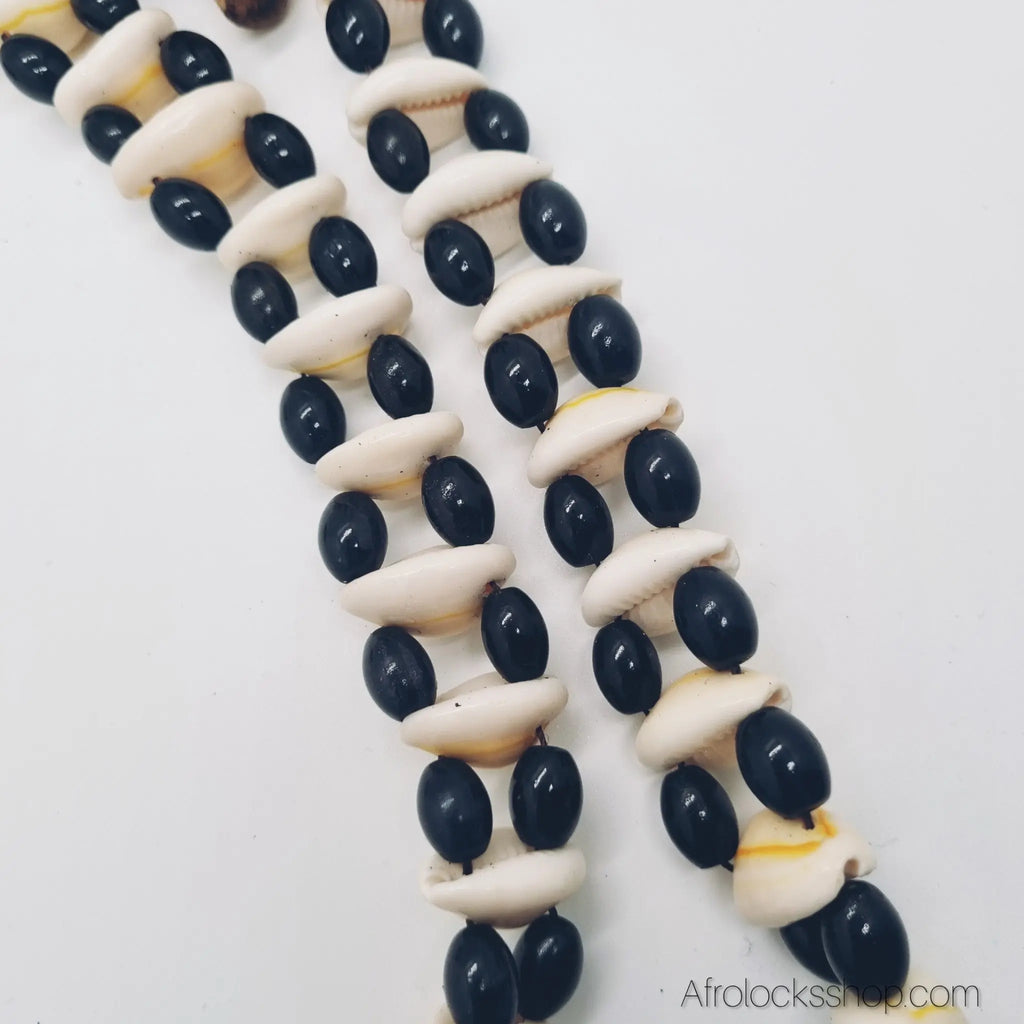 collier-cauris-perles-noires - Afro Locks Shop