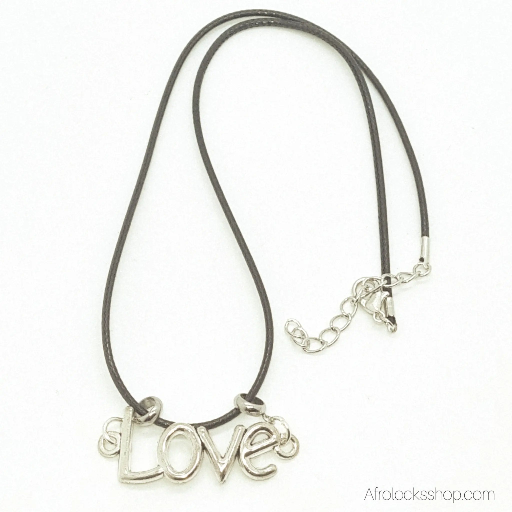 collier-cuir-noir-pendentif-amour - Afro Locks Shop