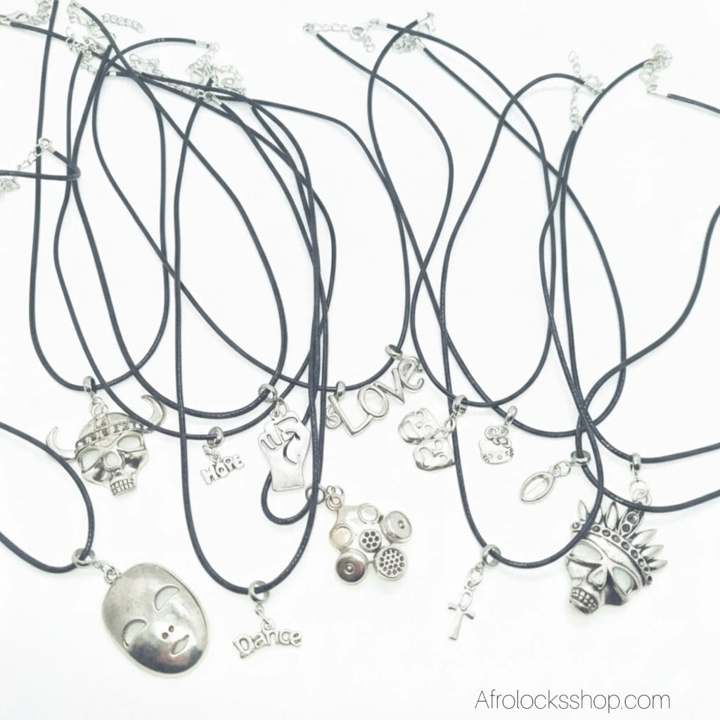 collier-cuir-noir-pendentif-argent - Afro Locks Shop