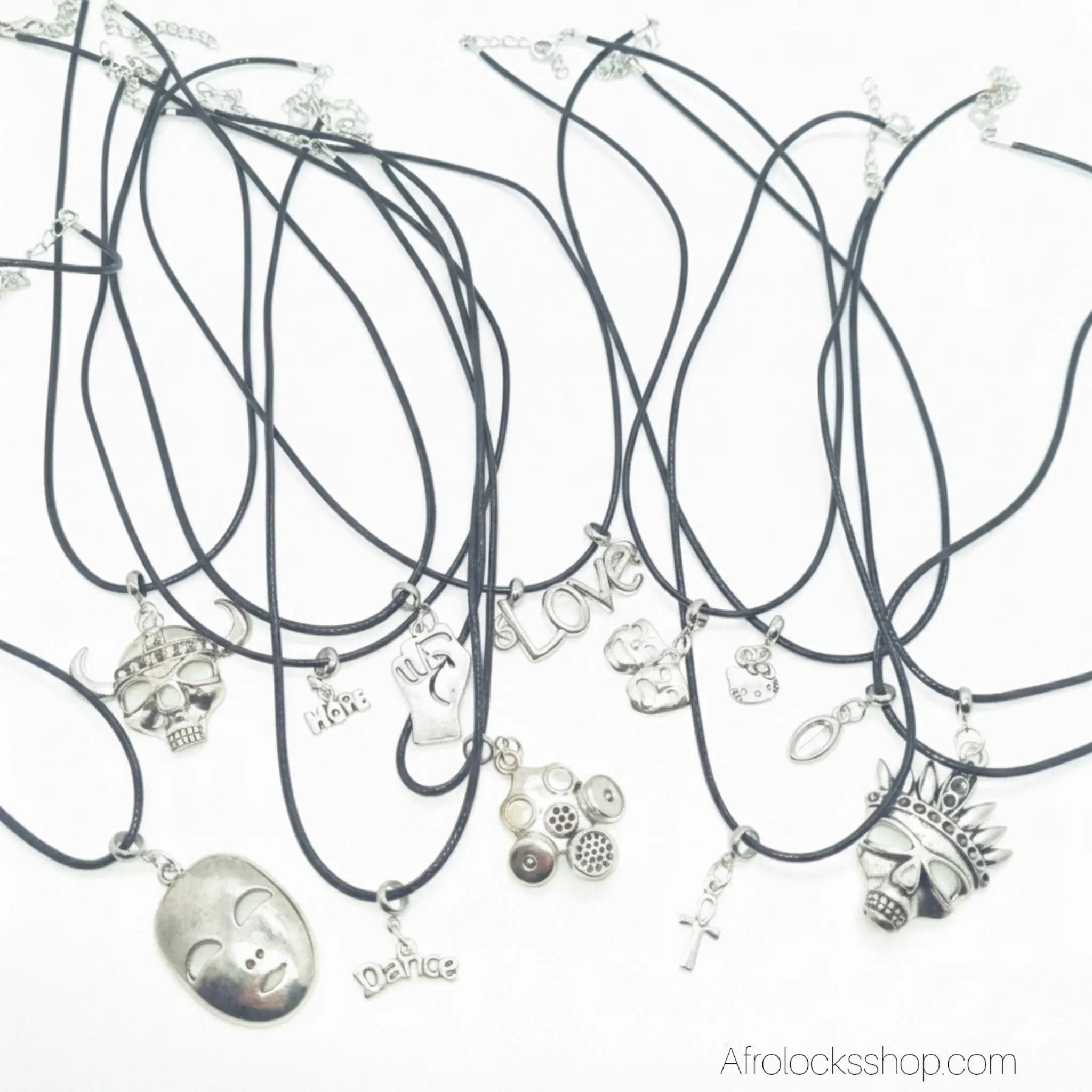 collier-cuir-noir-pendentif-argent - Afro Locks Shop