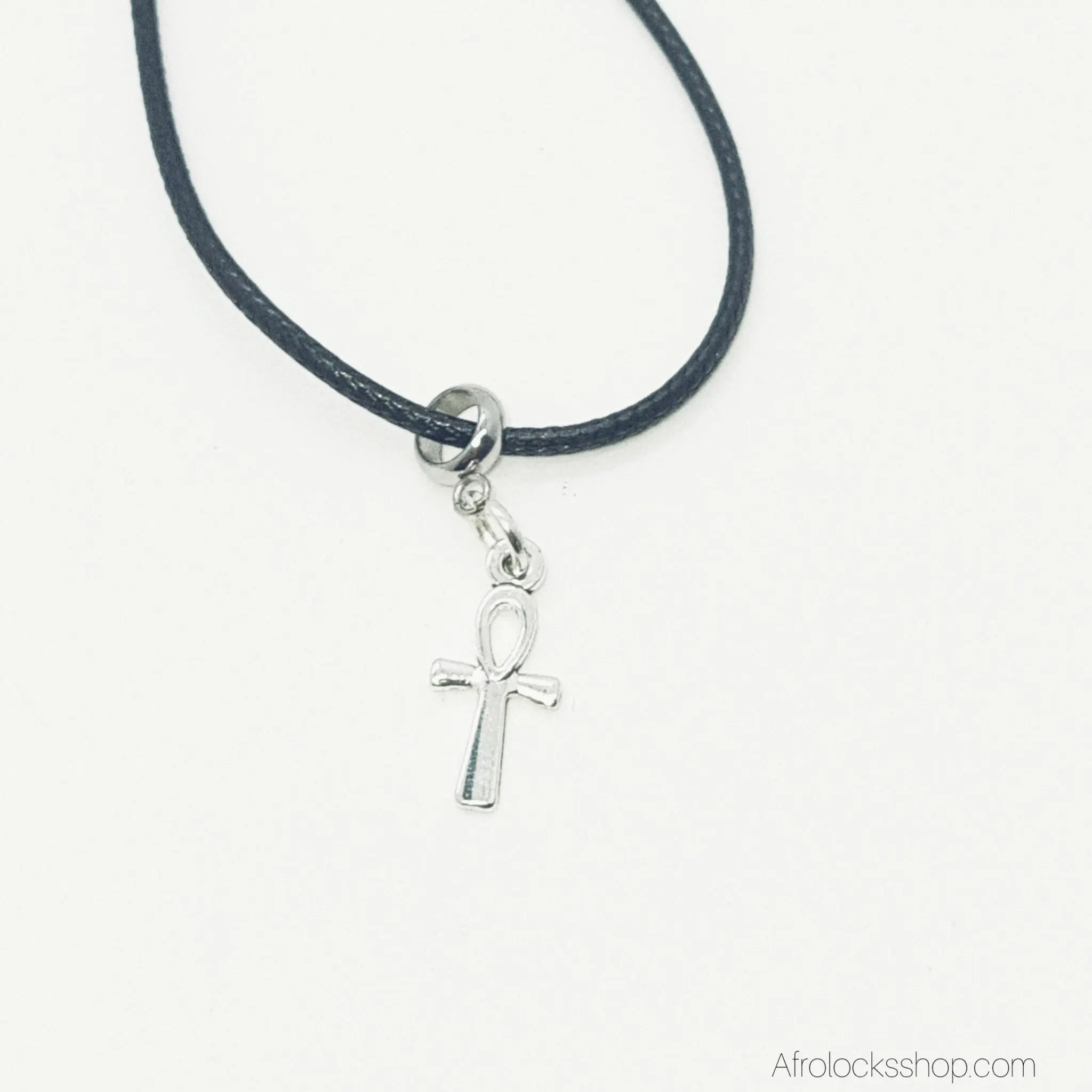 collier-cuir-noir-pendentif-croix-ankh - Afro Locks Shop