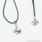 collier-cuir-noir-pendentif-elephant - Afro Locks Shop