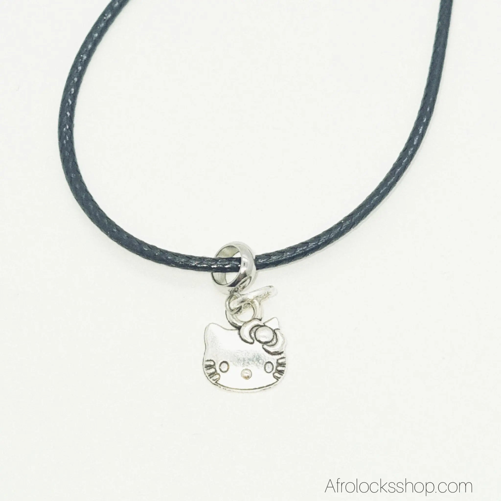 collier-cuir-noir-pendentif-hello-kitty - Afro Locks Shop
