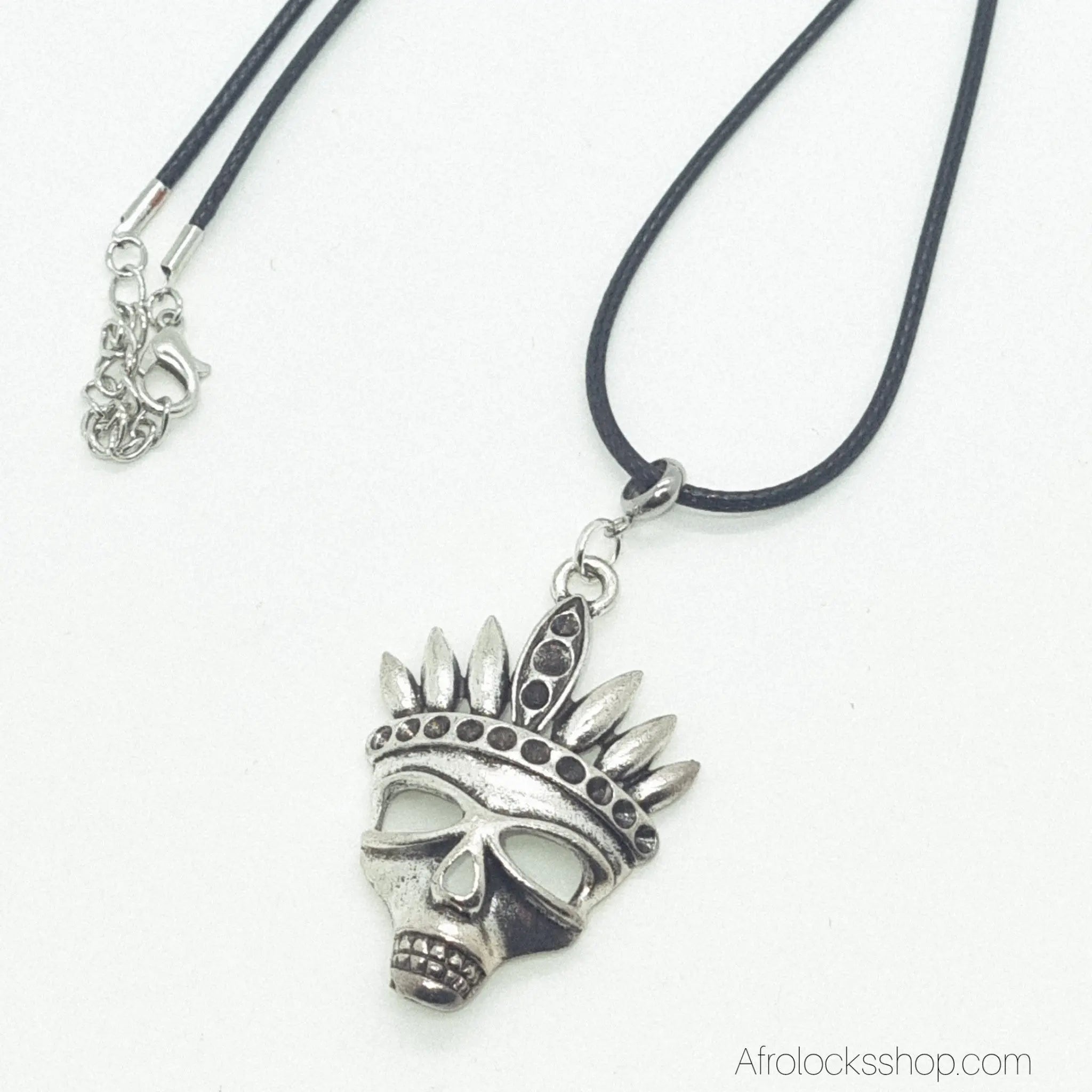 collier-cuir-noir-pendentif-indien - Afro Locks Shop