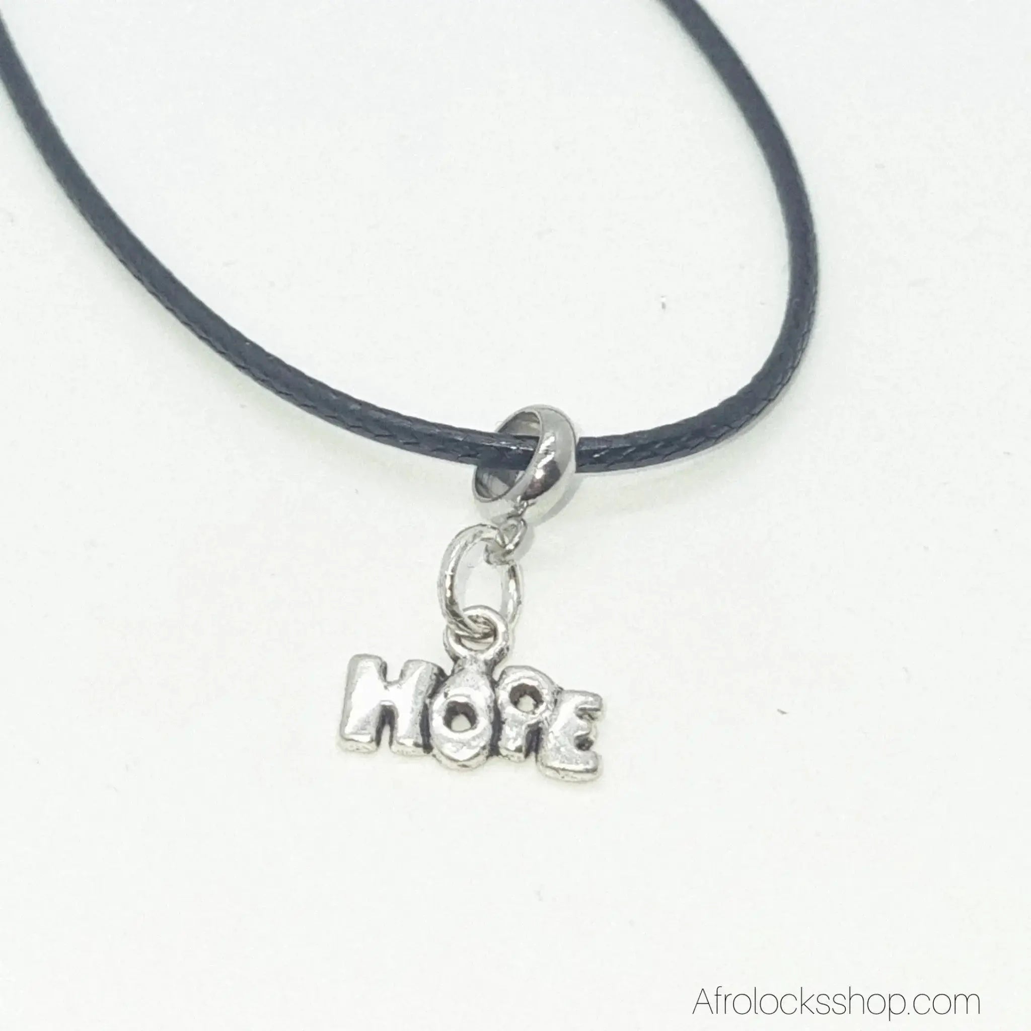 collier-cuir-noir-pendentif-statement-hope - Afro Locks Shop
