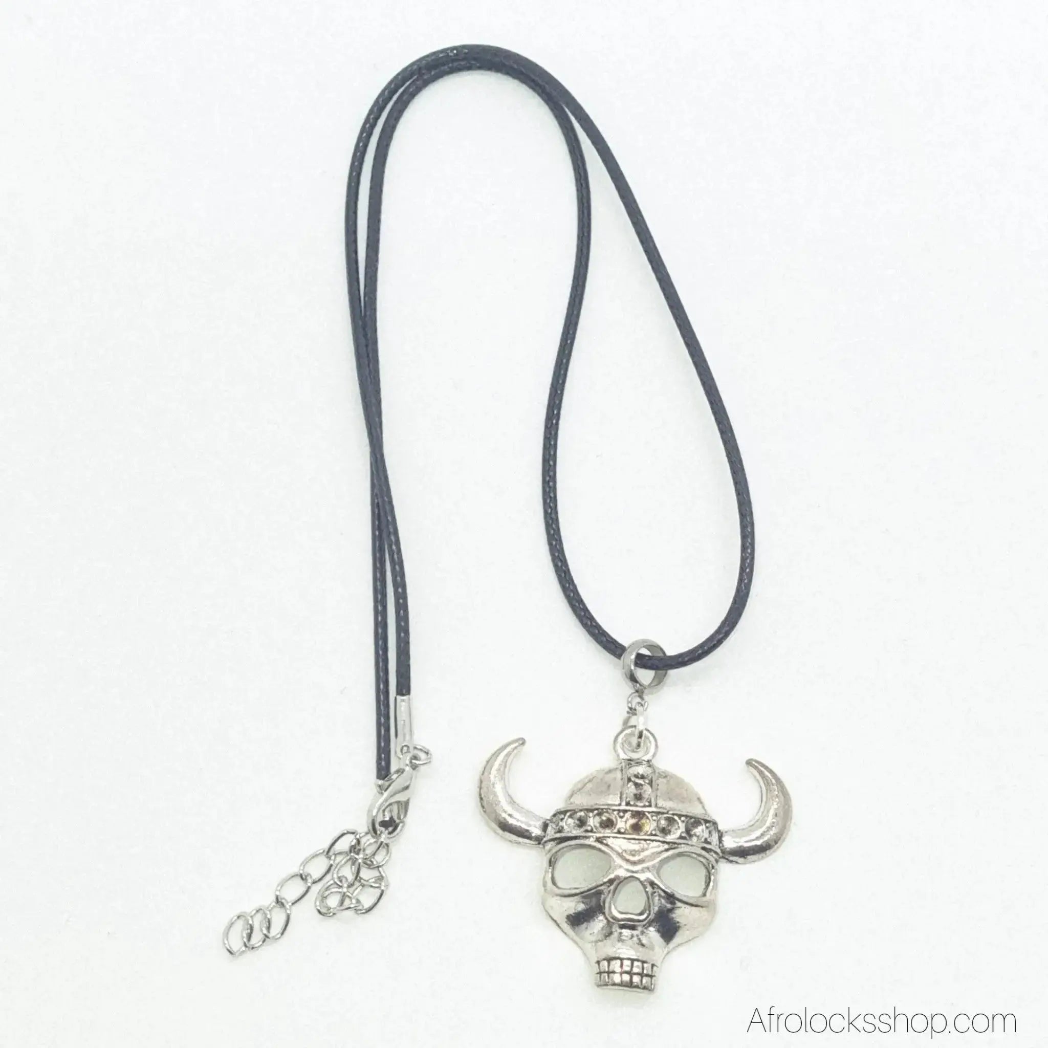 collier-cuir-noir-pendentif-tete-de-mort - Afro Locks Shop