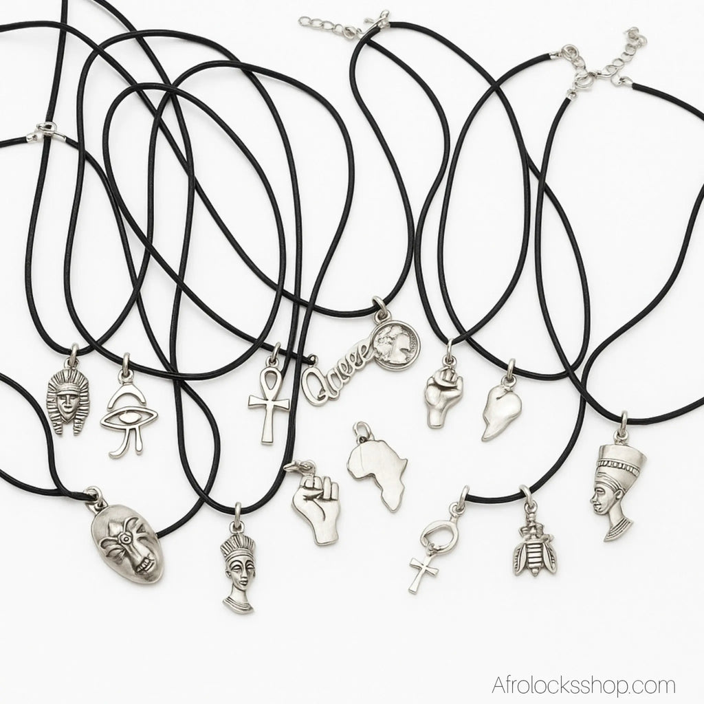 collier-cuir-pendentif-couleur-argent - Afro Locks Shop