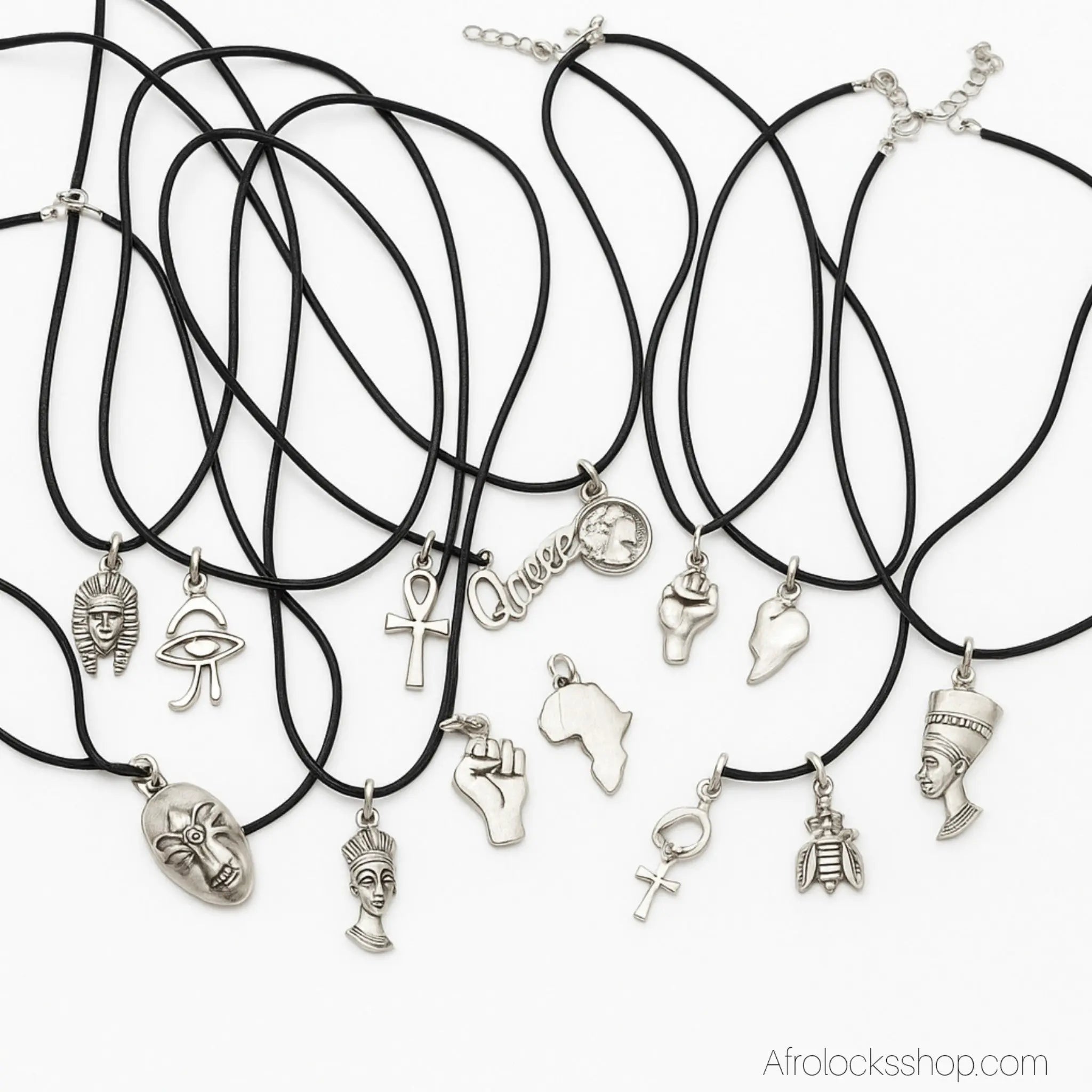collier-cuir-pendentif-couleur-argent - Afro Locks Shop