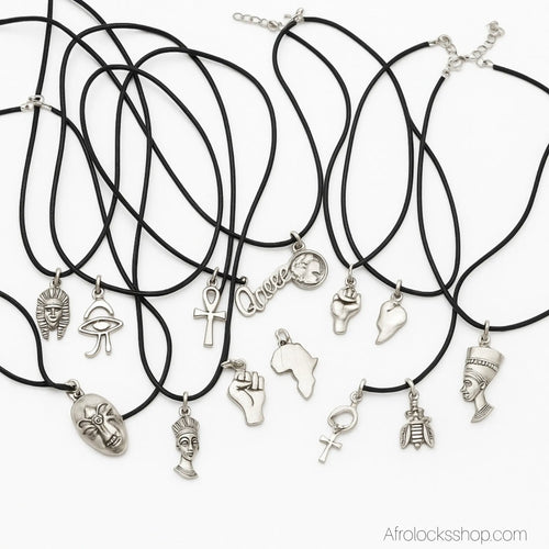 collier-cuir-pendentif-couleur-argent - Afro Locks Shop