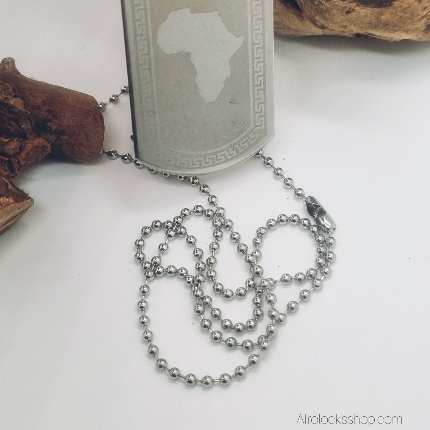 chaine pendentif plaque militaire acier inoxydable avec motif afrique