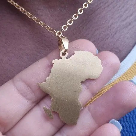 collier_pendentif_carte_afrique_madagascar_dor_acier_inoxydable - Afro Locks Shop