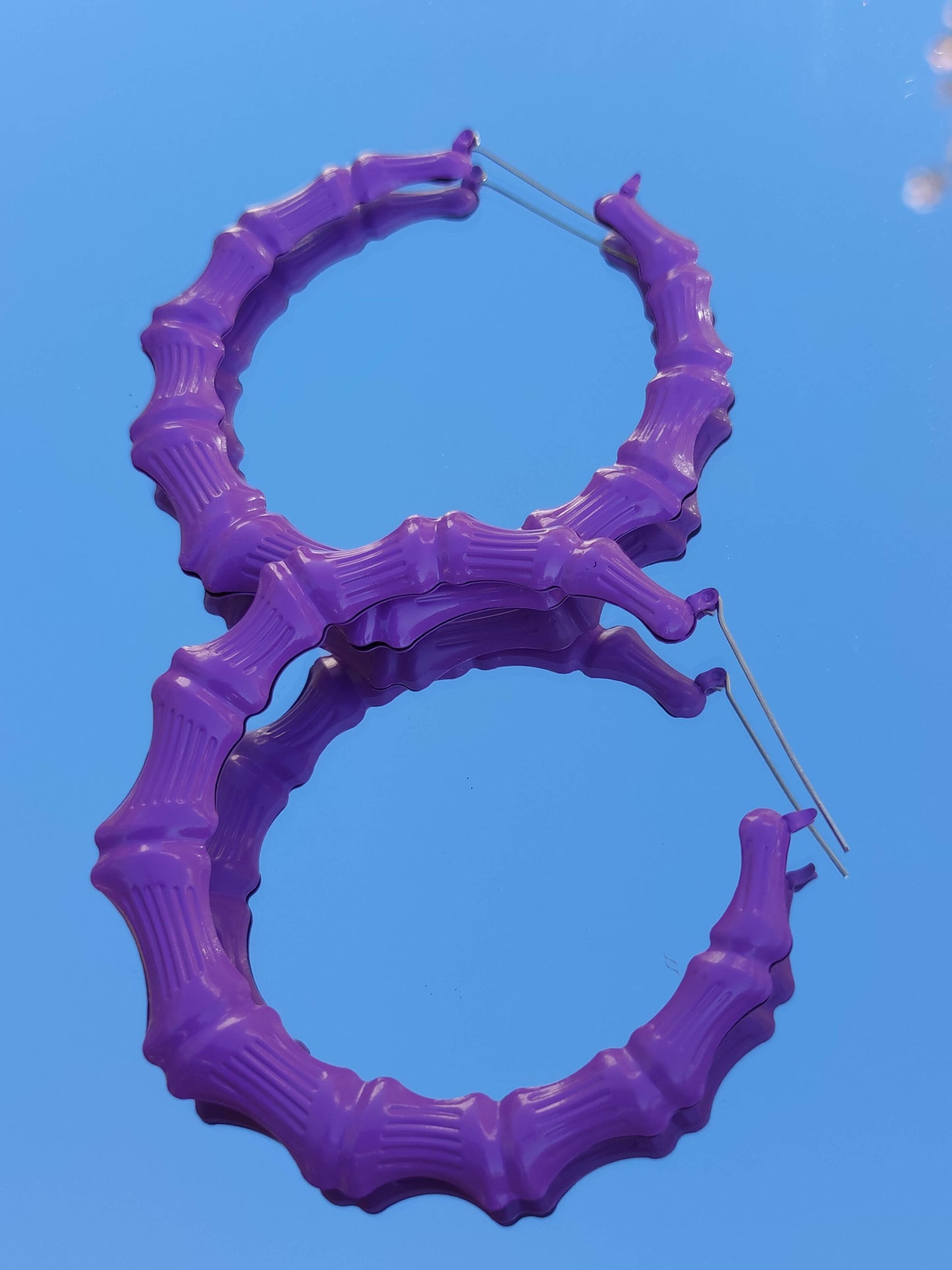 Grandes boucles d'oreilles bamboo flurorescentes cerceaux créoles bambou larges hip hop punk années 90 style-SQ4990510