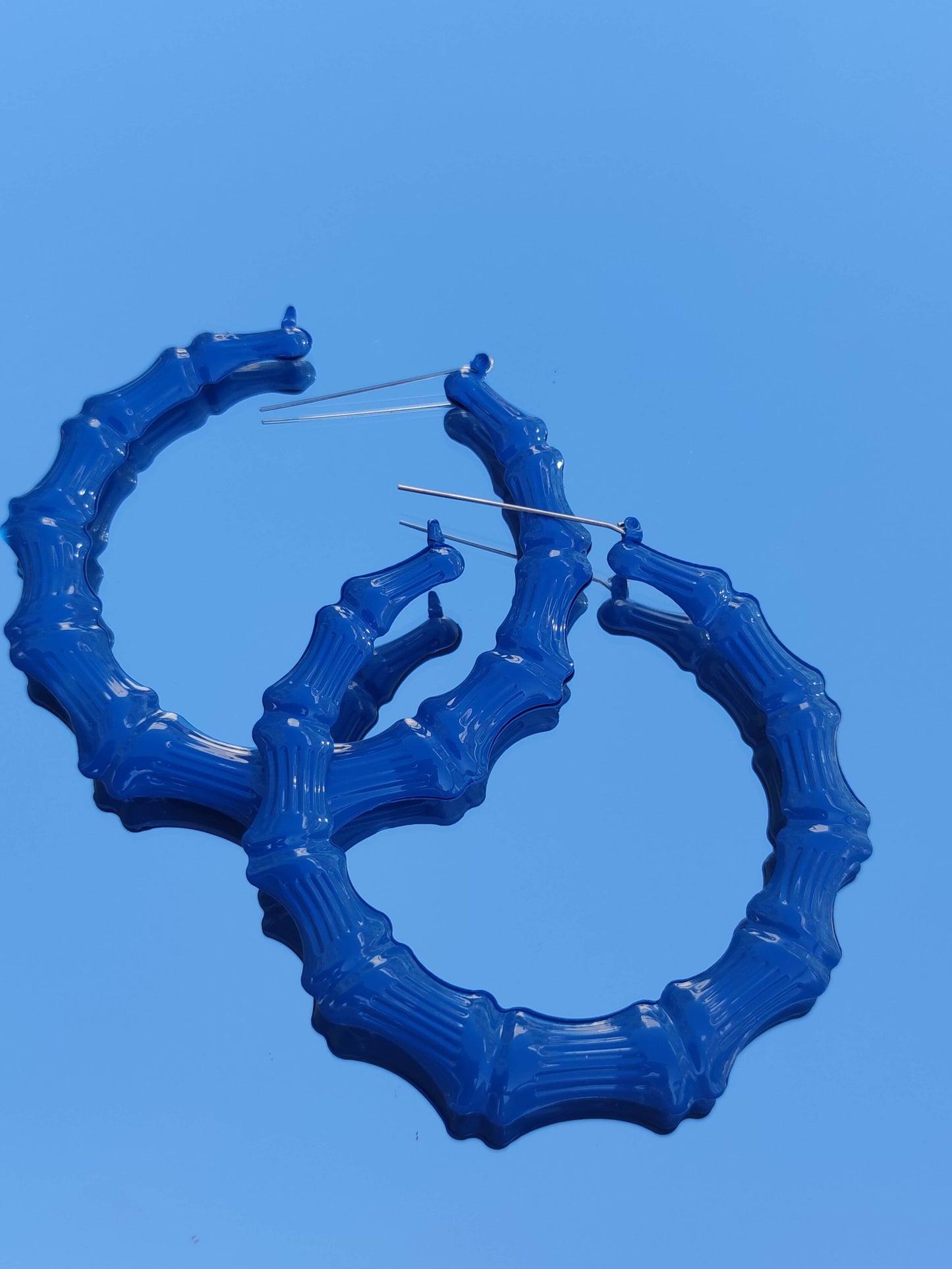 Grandes boucles d'oreilles bamboo flurorescentes cerceaux créoles bambou larges hip hop punk années 90 style-SQ4990510