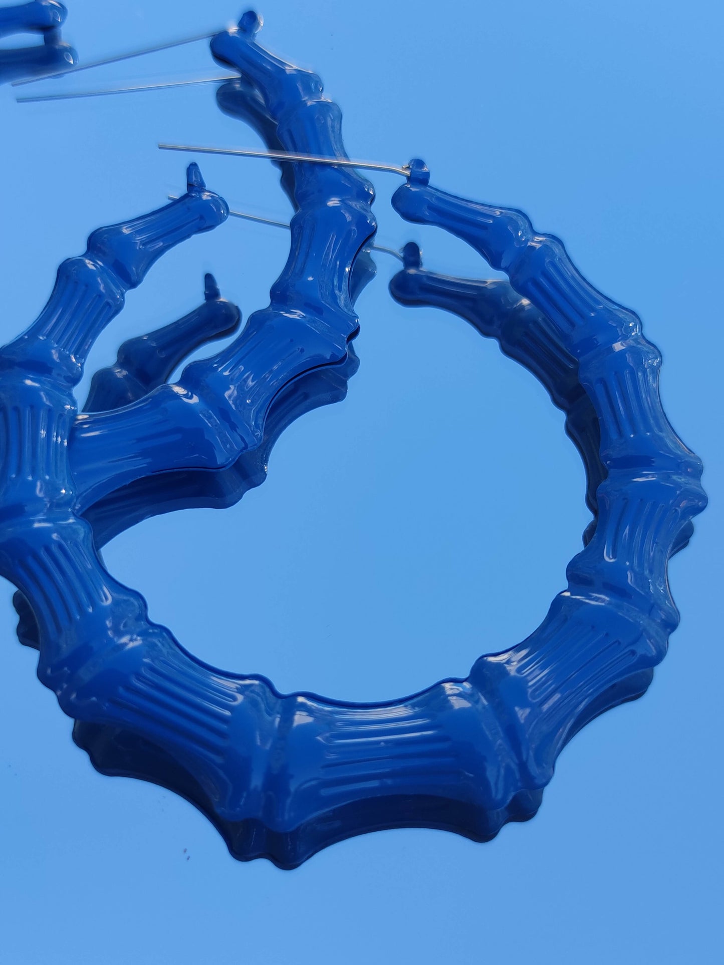 Grandes boucles d'oreilles bamboo flurorescentes cerceaux créoles bambou larges hip hop punk années 90 style-SQ4990510