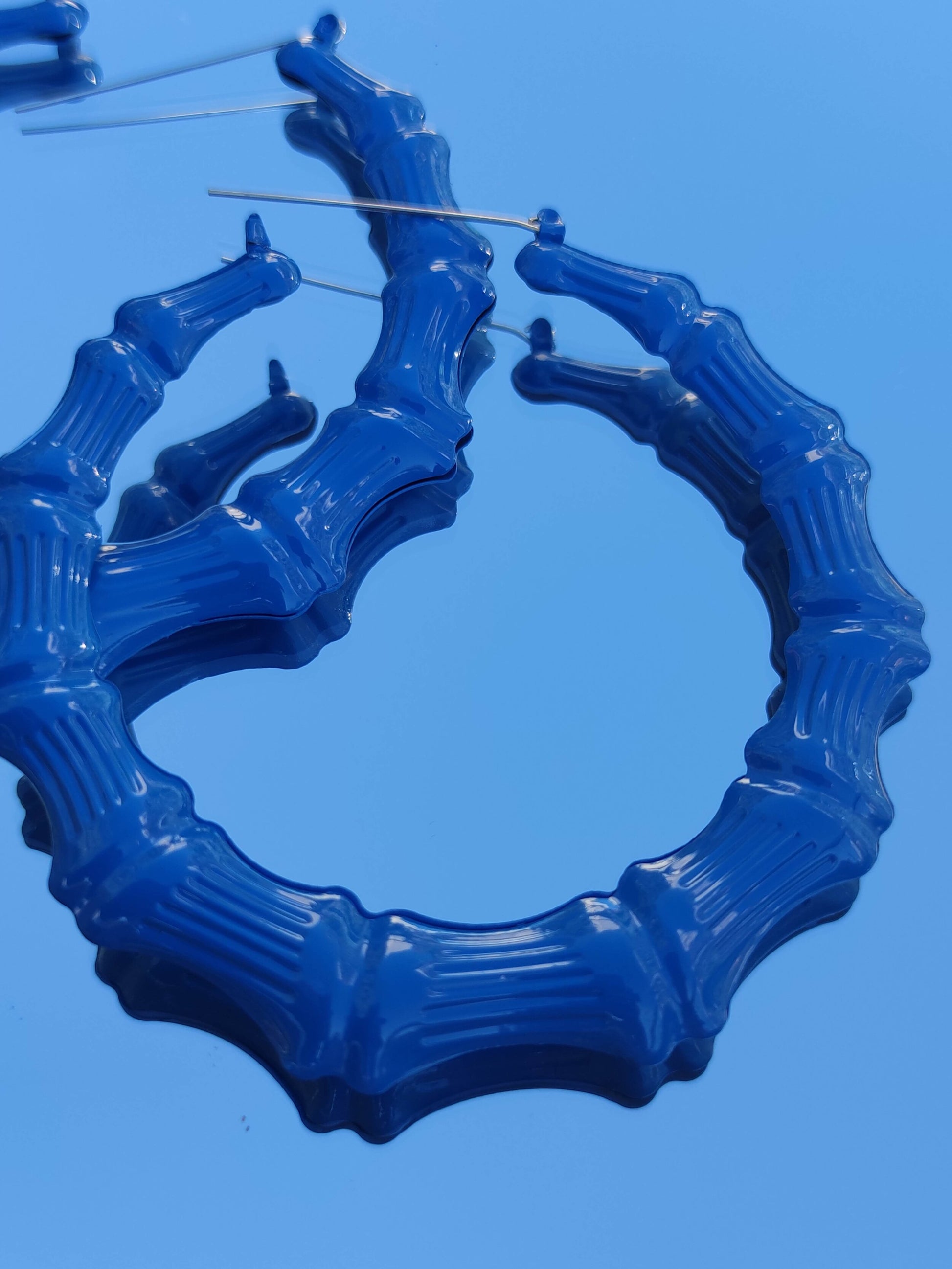 Grandes boucles d'oreilles bamboo flurorescentes cerceaux créoles bambou larges hip hop punk années 90 style-SQ4990510