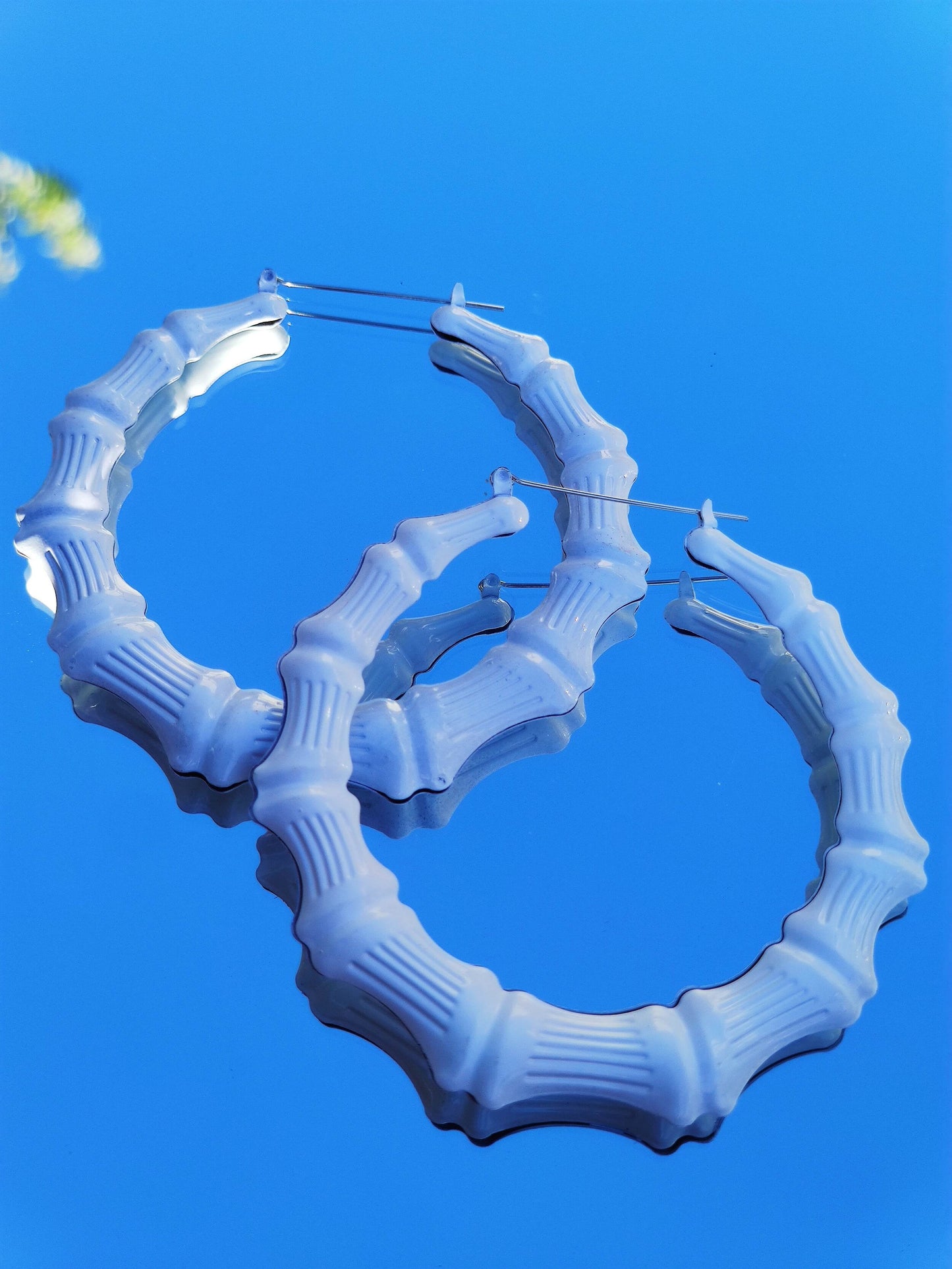 Grandes boucles d'oreilles bamboo flurorescentes cerceaux créoles bambou larges hip hop punk années 90 style-SQ4990510