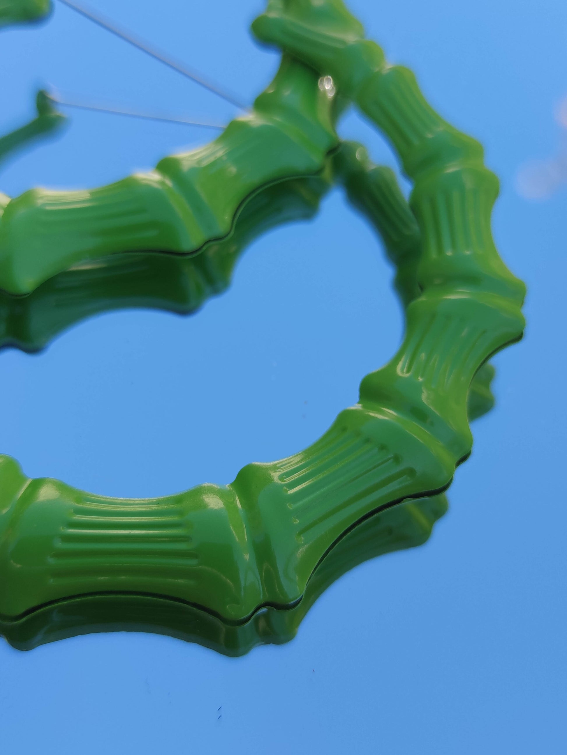 Grandes boucles d'oreilles bamboo flurorescentes cerceaux créoles bambou larges hip hop punk années 90 style-SQ4990510