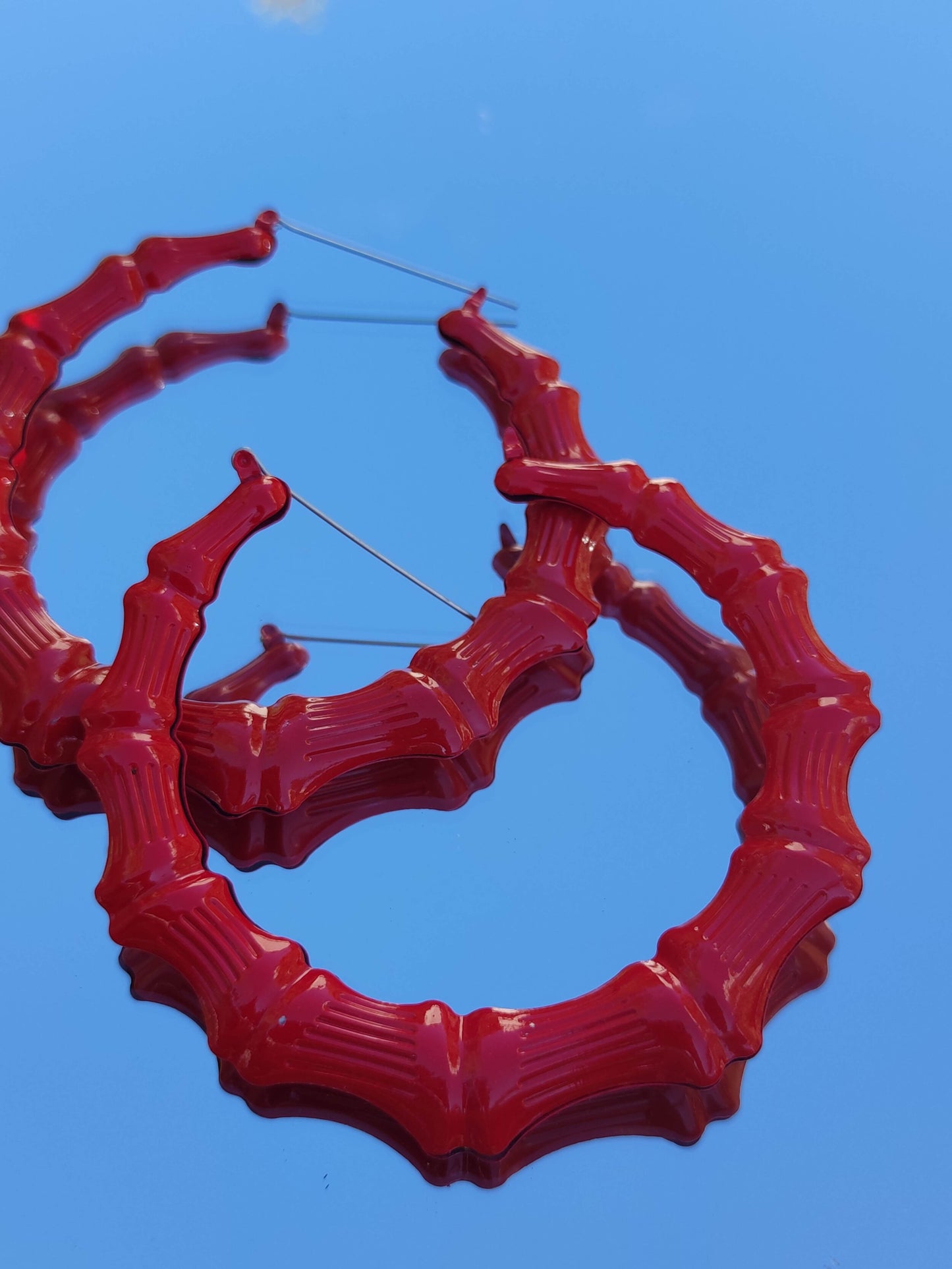 Grandes boucles d'oreilles bamboo flurorescentes cerceaux créoles bambou larges hip hop punk années 90 style-SQ4990510