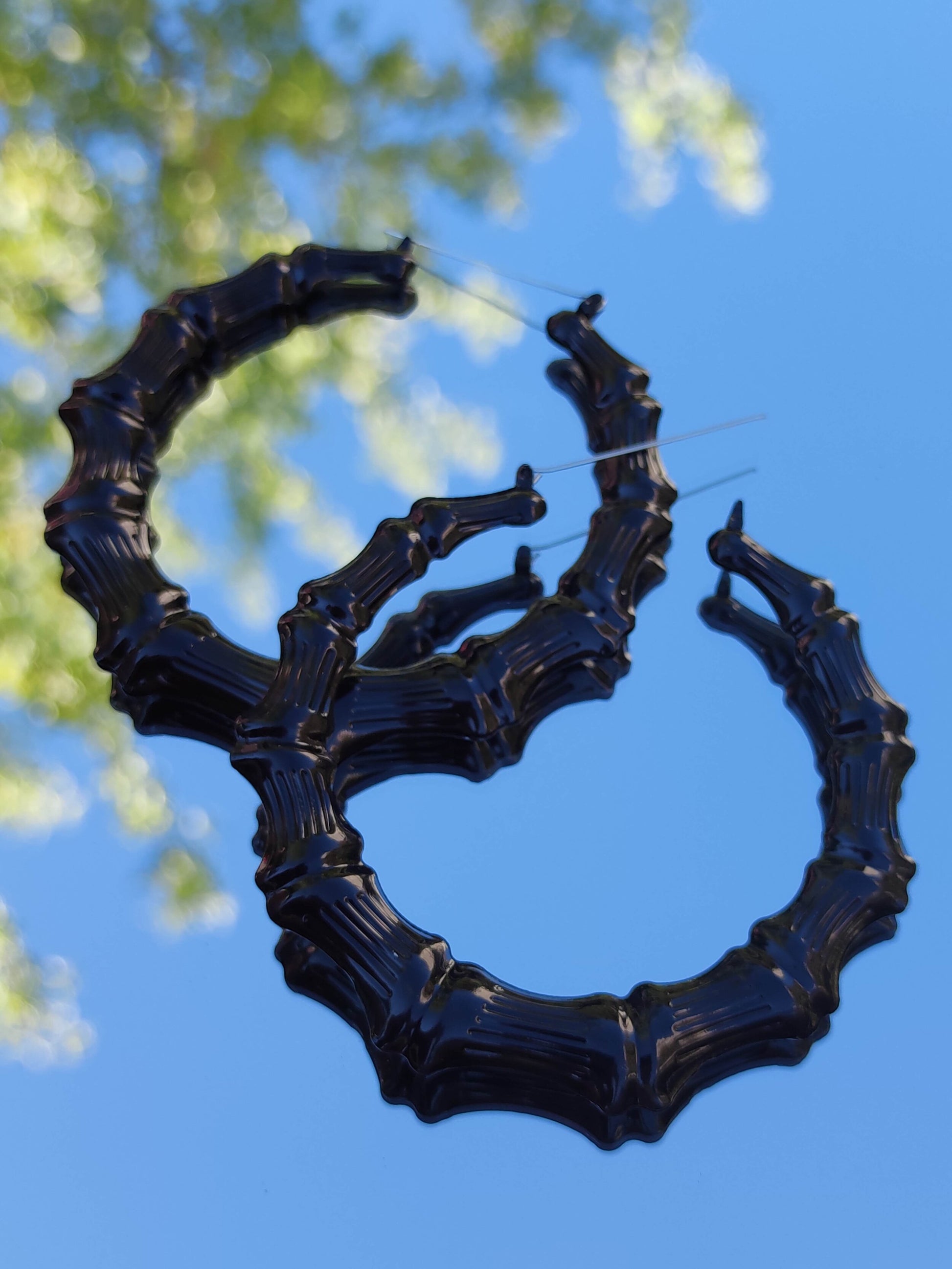 Grandes boucles d'oreilles bamboo flurorescentes cerceaux créoles bambou larges hip hop punk années 90 style-SQ4990510