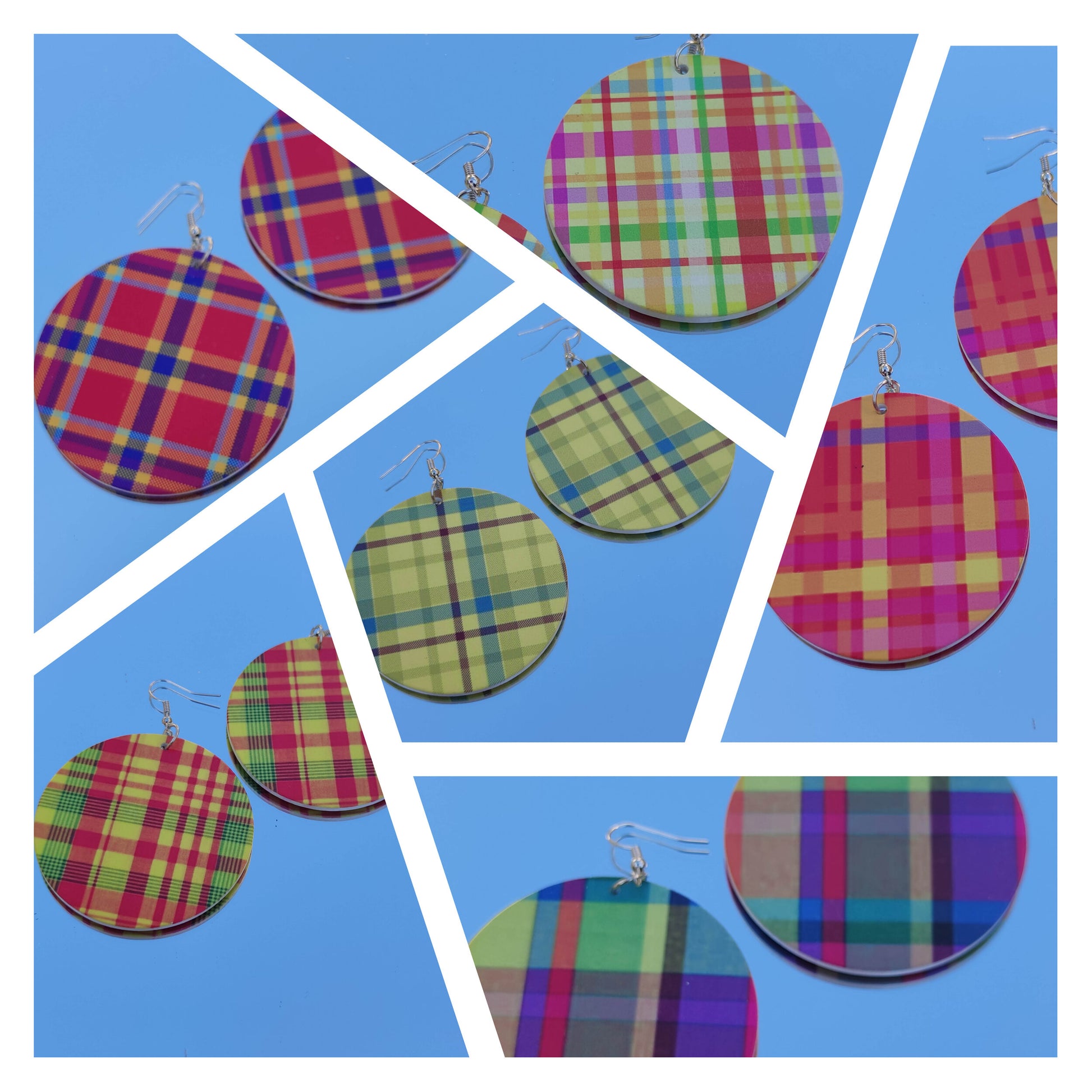 Boucles d'oreilles rondes coloris madras - créoles antilles Martinique Guadeloupe-SQ8513929