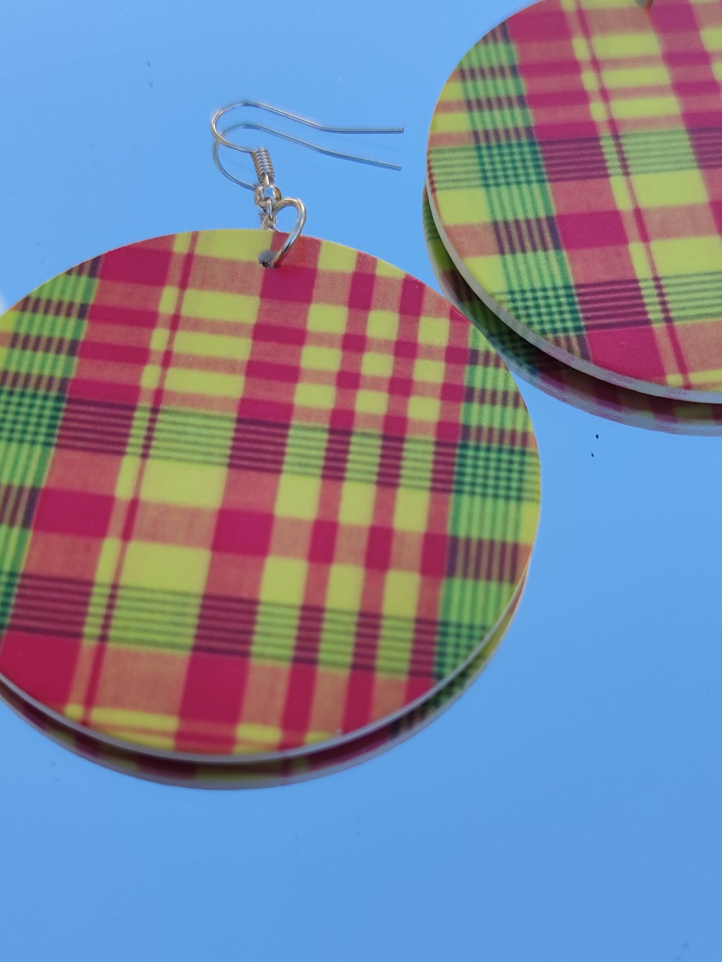 Boucles d'oreilles rondes coloris madras - créoles antilles Martinique Guadeloupe-SQ8513929