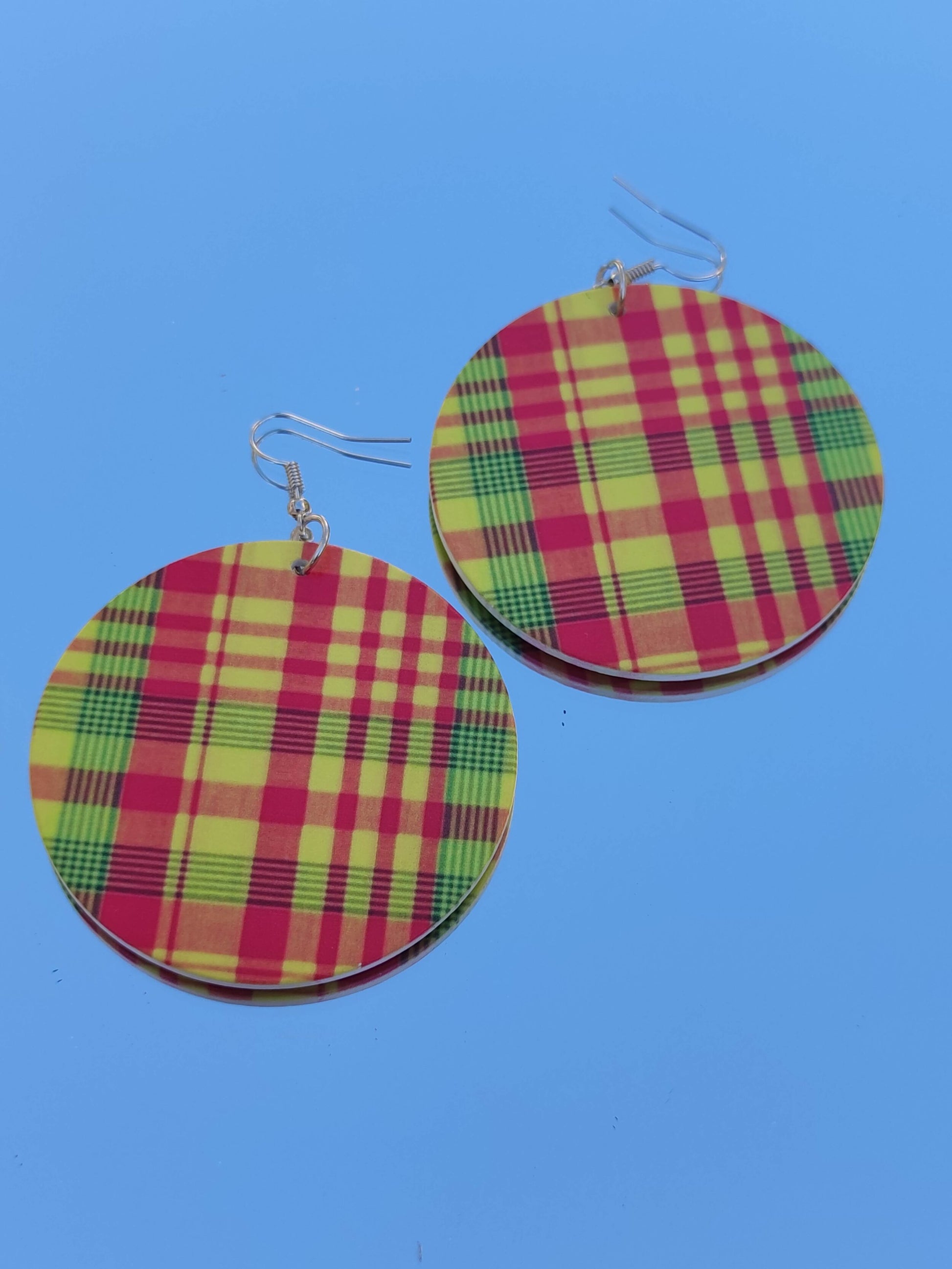 Boucles d'oreilles rondes coloris madras - créoles antilles Martinique Guadeloupe-SQ8513929