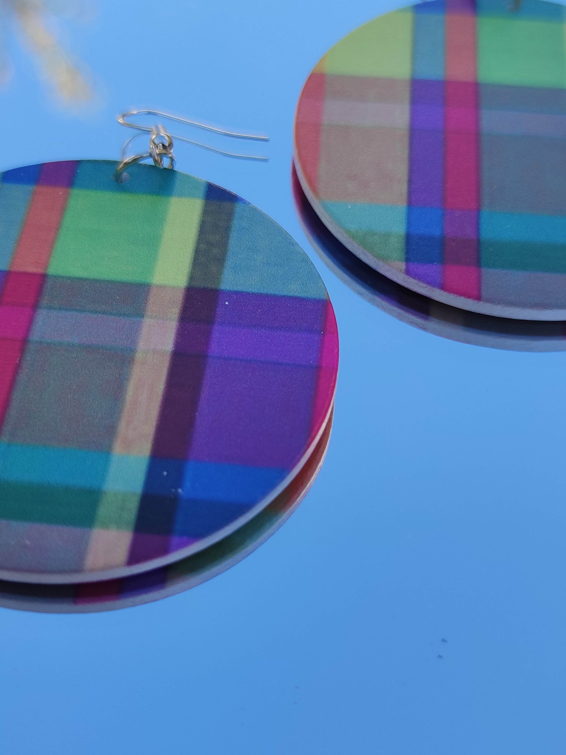 Boucles d'oreilles rondes coloris madras - créoles antilles Martinique Guadeloupe-SQ8513929