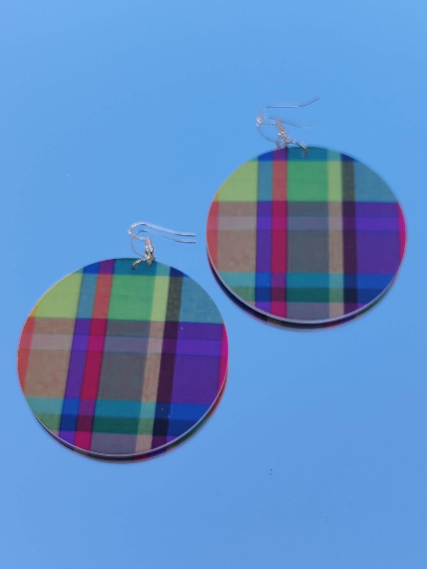 Boucles d'oreilles rondes coloris madras - créoles antilles Martinique Guadeloupe-SQ8513929