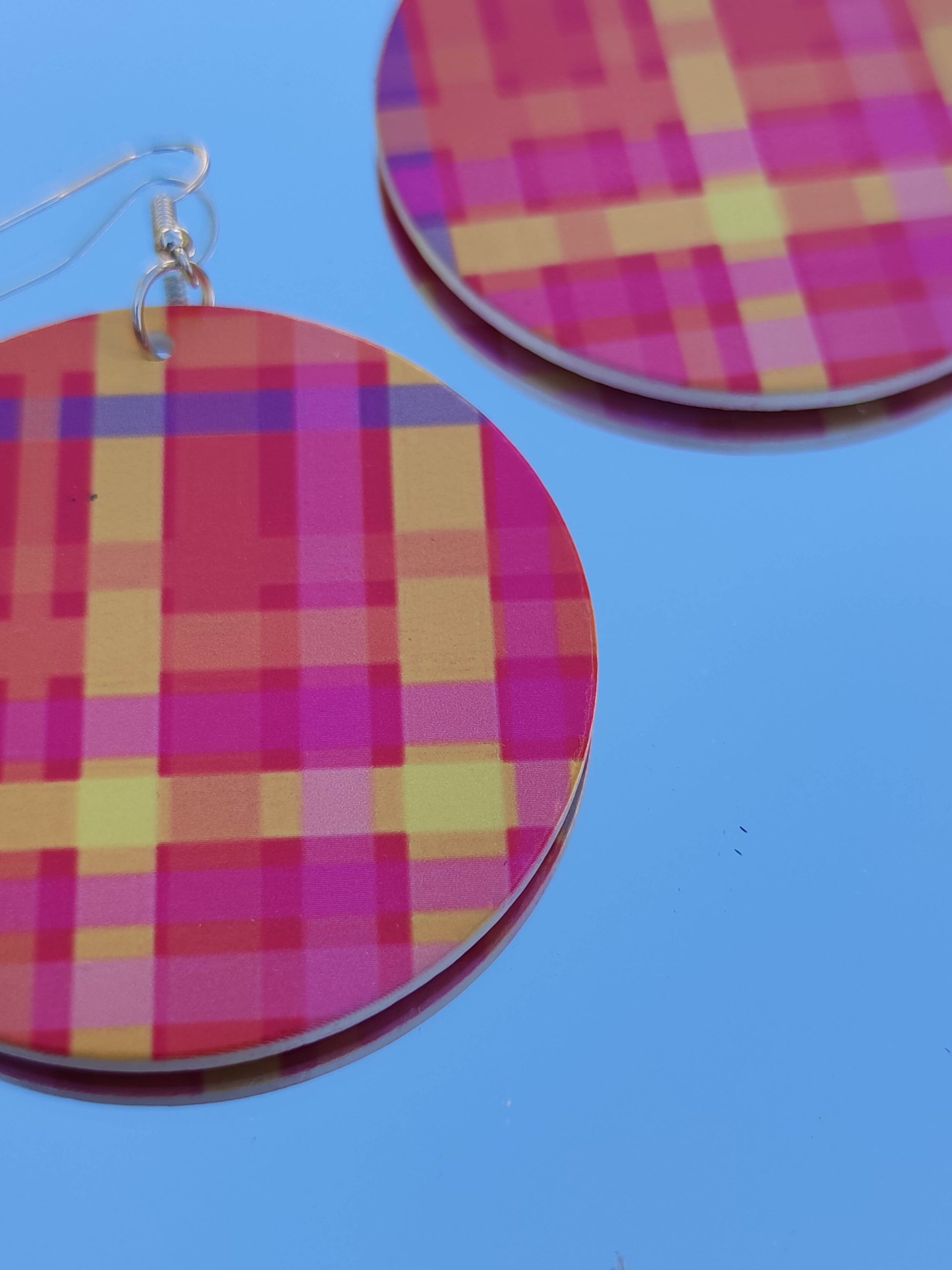 Boucles d'oreilles rondes coloris madras - créoles antilles Martinique Guadeloupe-SQ8513929