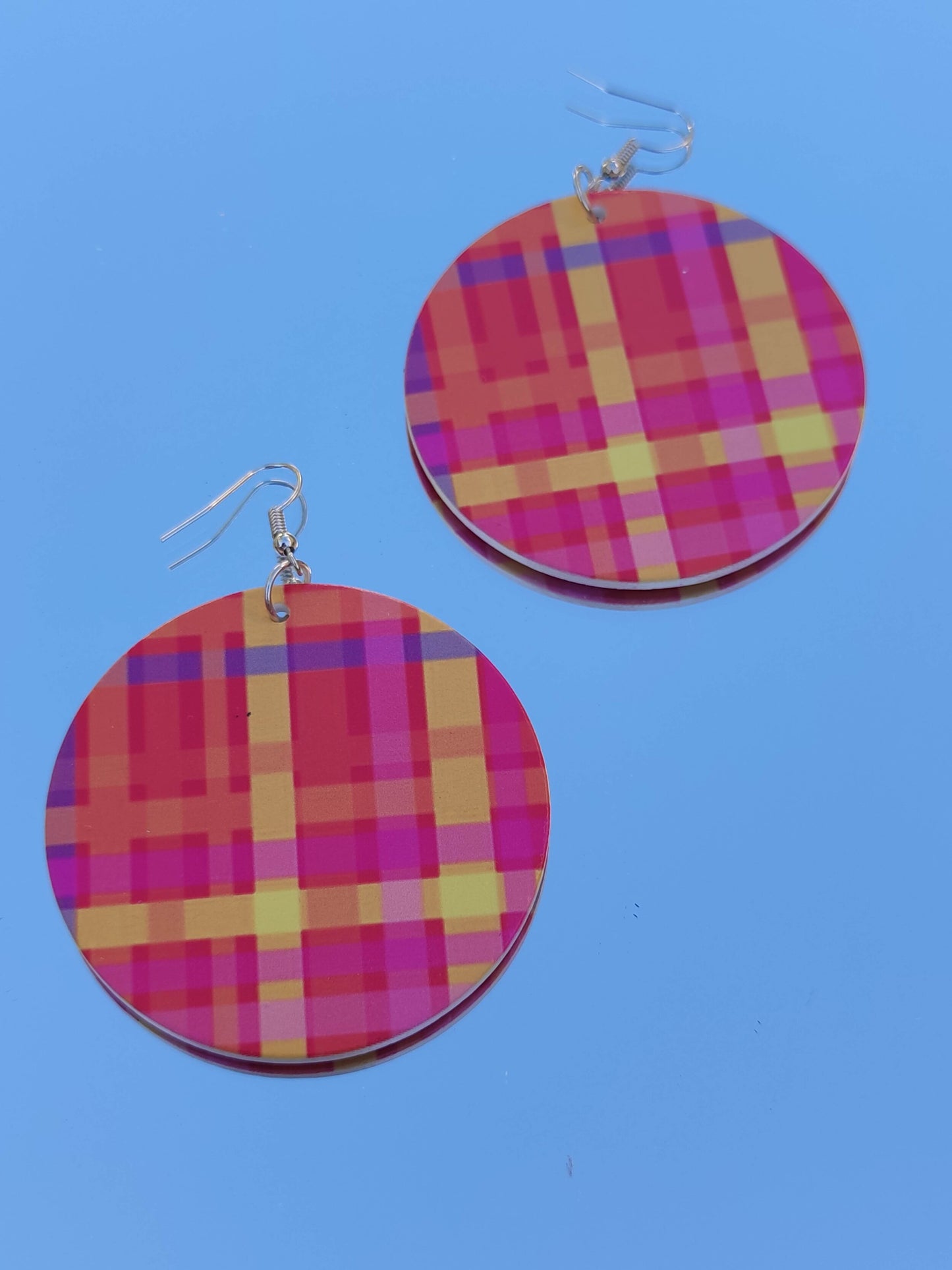 Boucles d'oreilles rondes coloris madras - créoles antilles Martinique Guadeloupe-SQ8513929