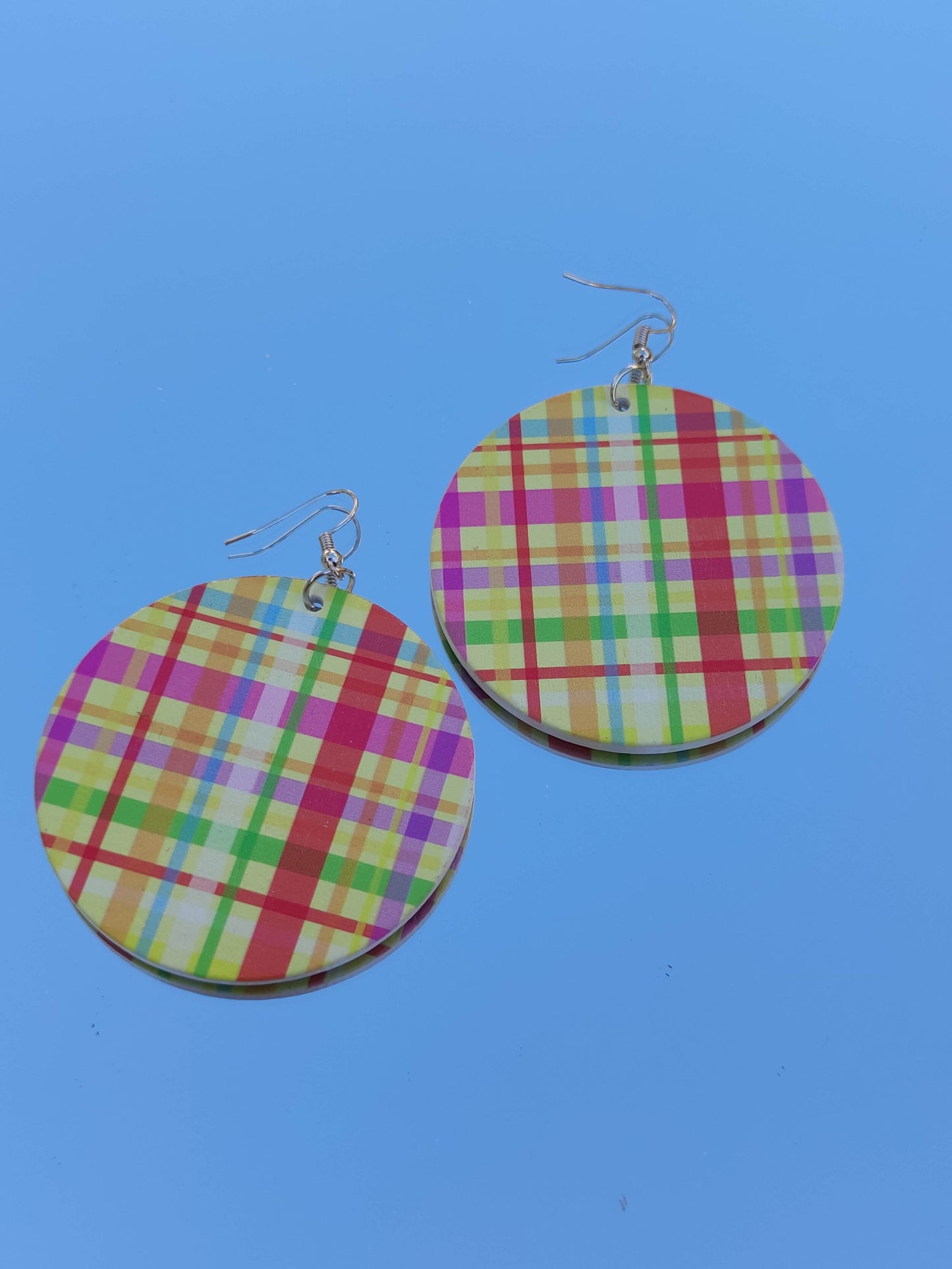 Boucles d'oreilles rondes coloris madras - créoles antilles Martinique Guadeloupe-SQ8513929