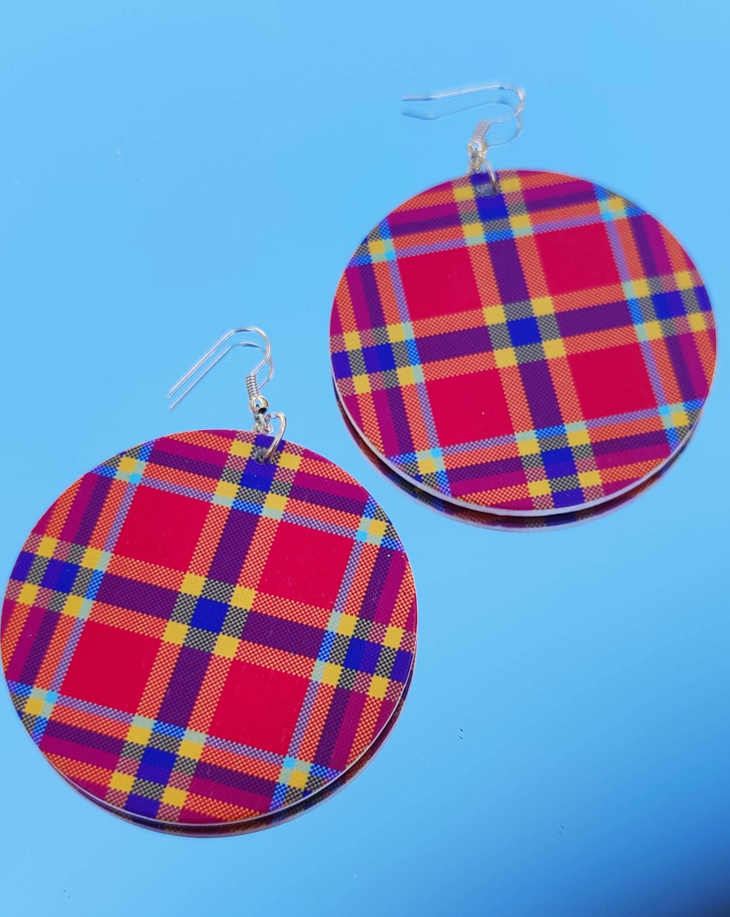 Boucles d'oreilles rondes coloris madras - créoles antilles Martinique Guadeloupe-SQ8513929