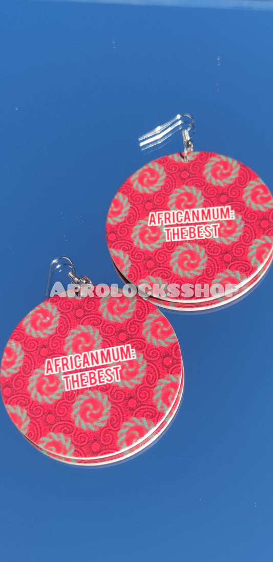 Boucles d'oreilles african mum the best - idée cadeau wax maman africaine