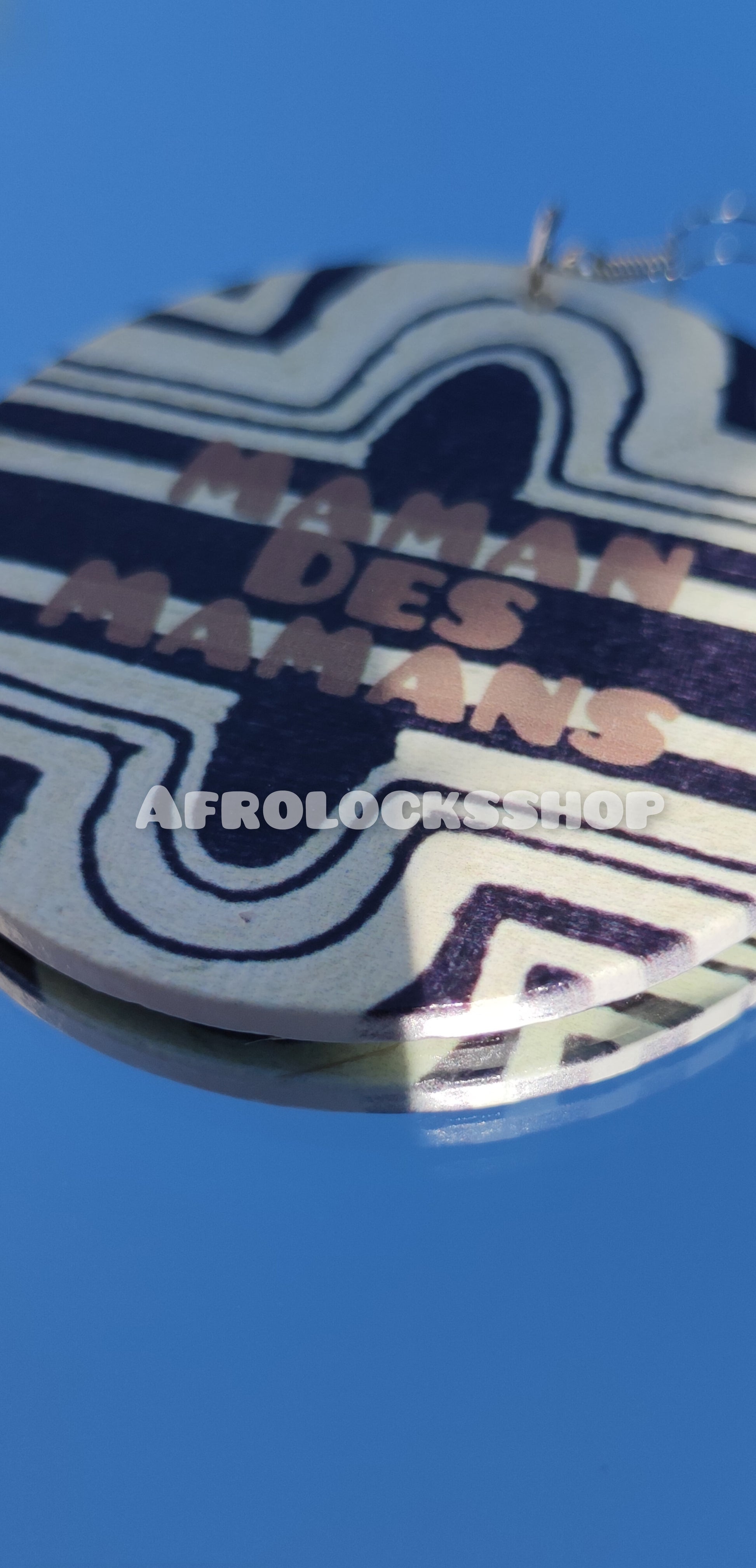 Boucles d'oreilles maman des mamans - imprimé afro wax blanc et noir