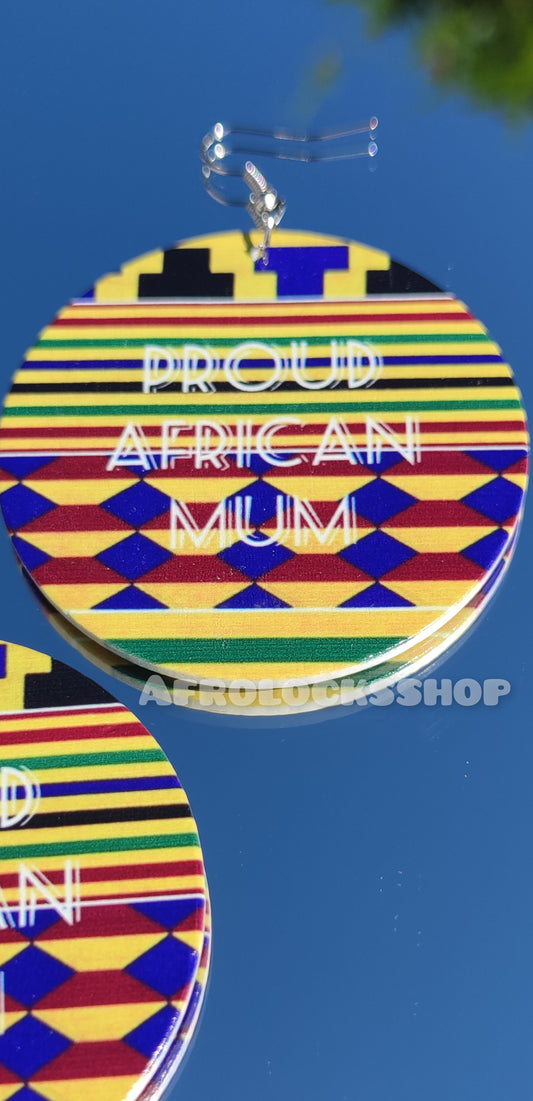 Boucles d'oreilles proud african mum - cadeau fête dès mères anniversaire kente