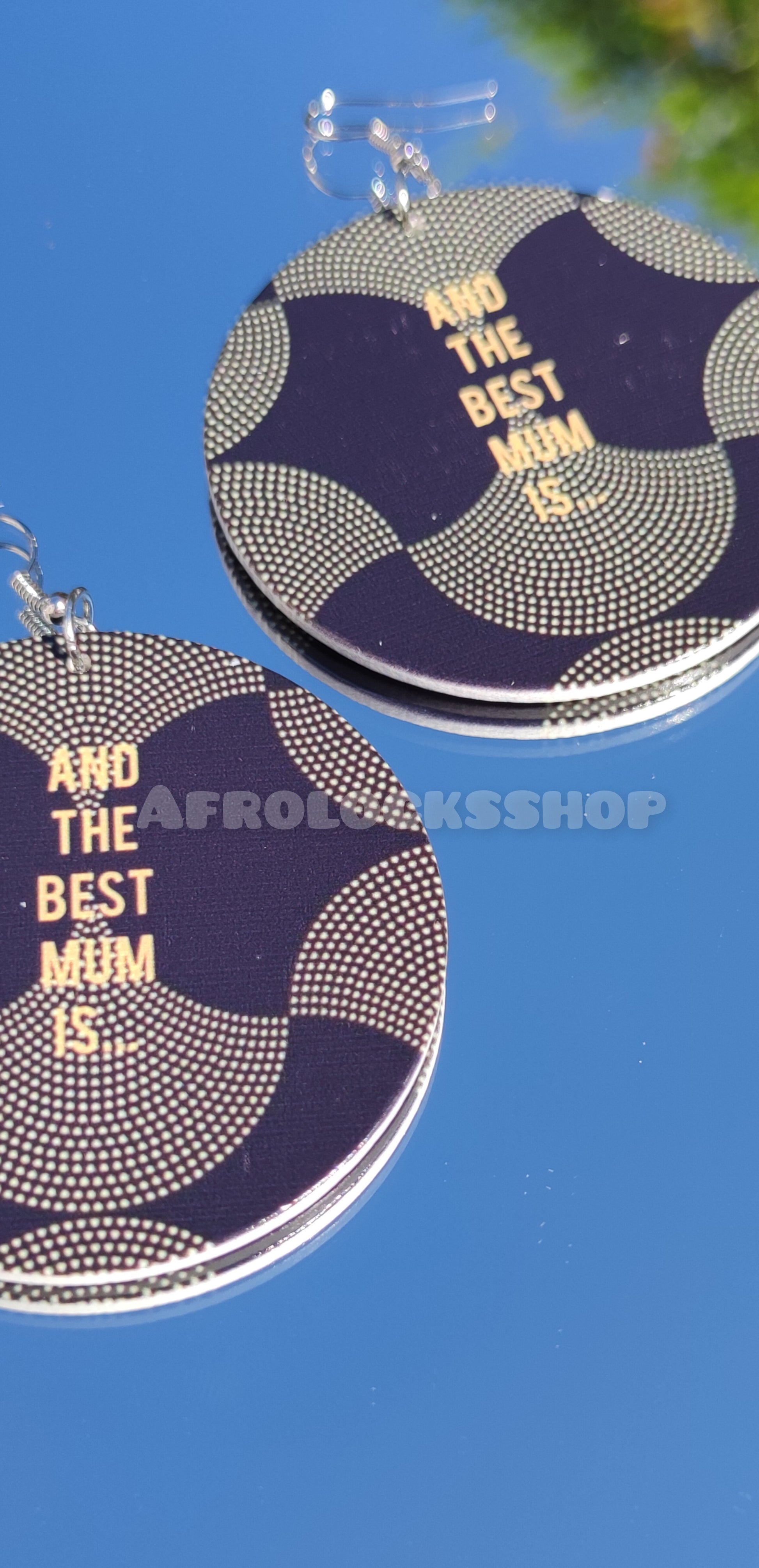 Boucles d'oreilles and the best mum is - idée cadeau maman imprimé tissu africain